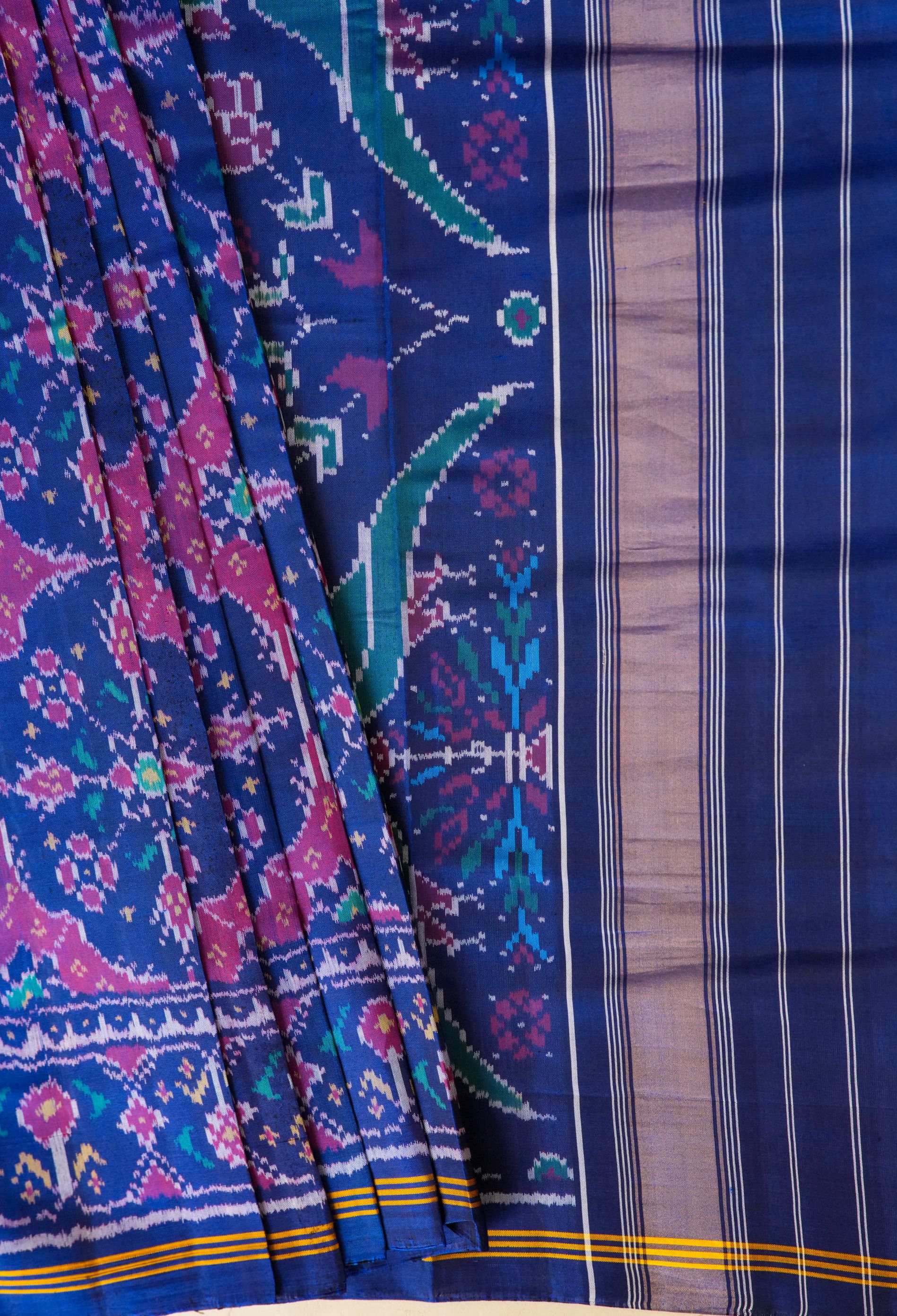 Rudhraksha Blue & Pink Patola Saree