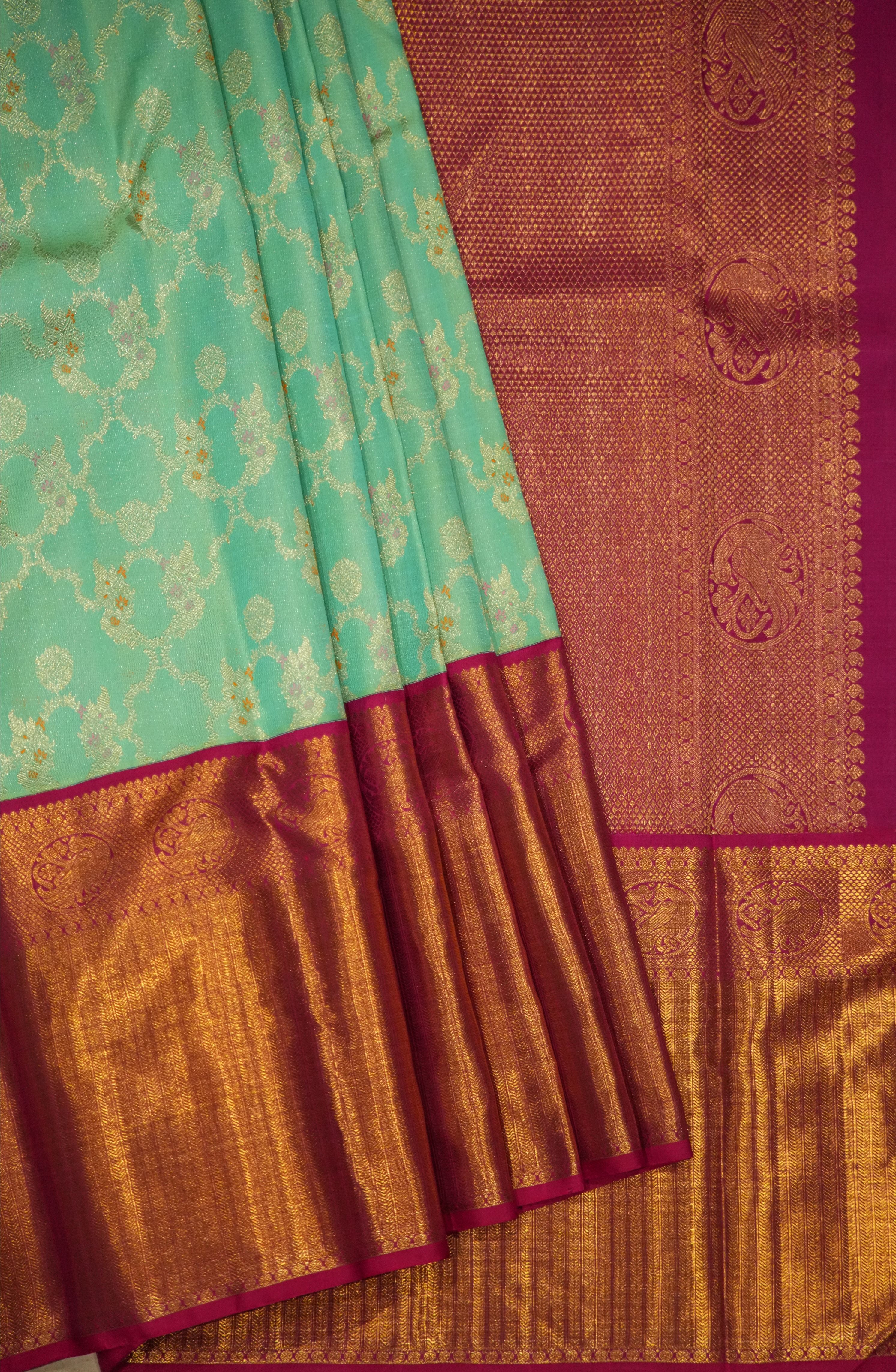 Aarini Floral Blue Kanchi Saree