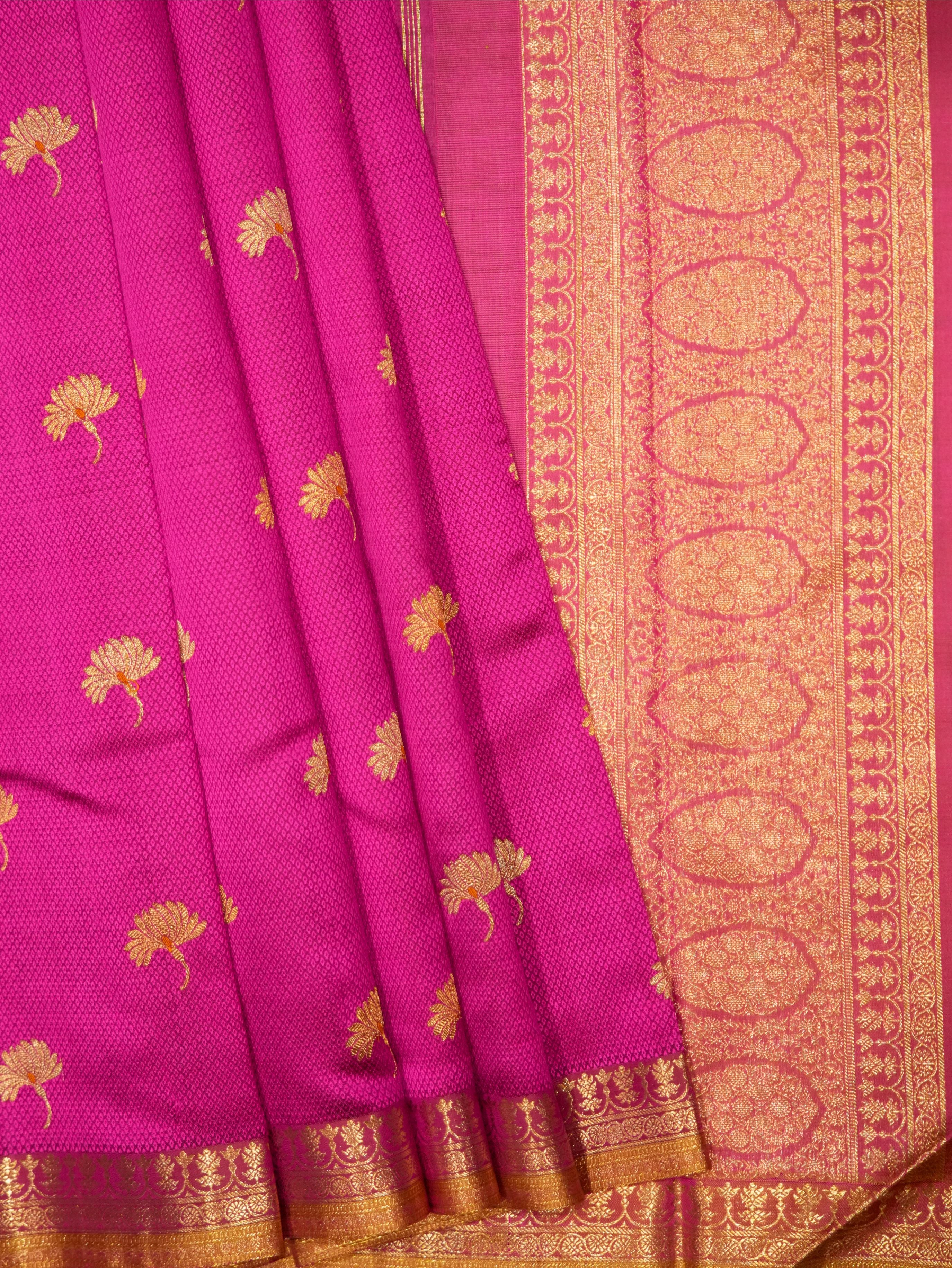 Magenta Pink Saree with Floral Motif