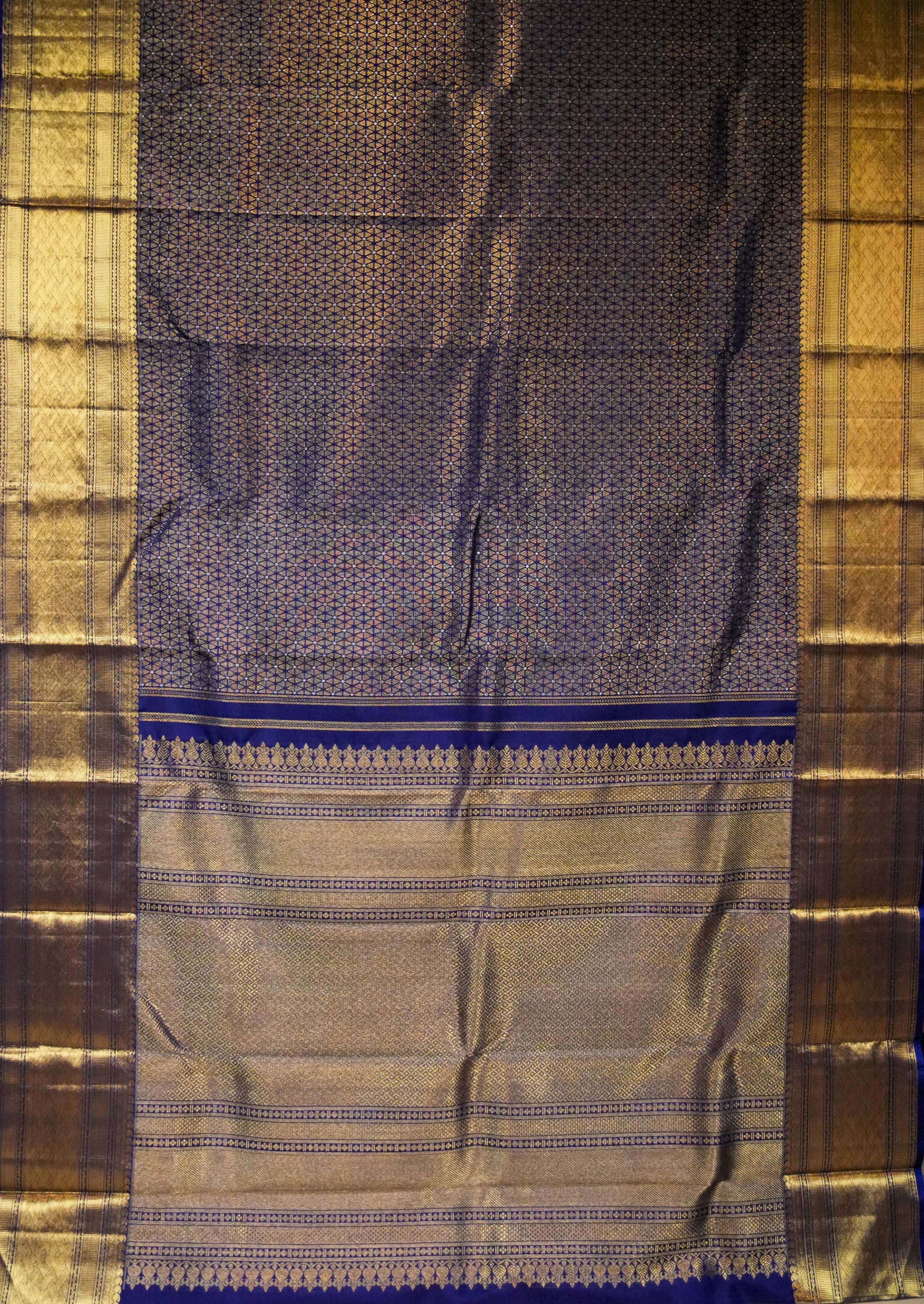 Navy Blue Kanchi saree with micro design