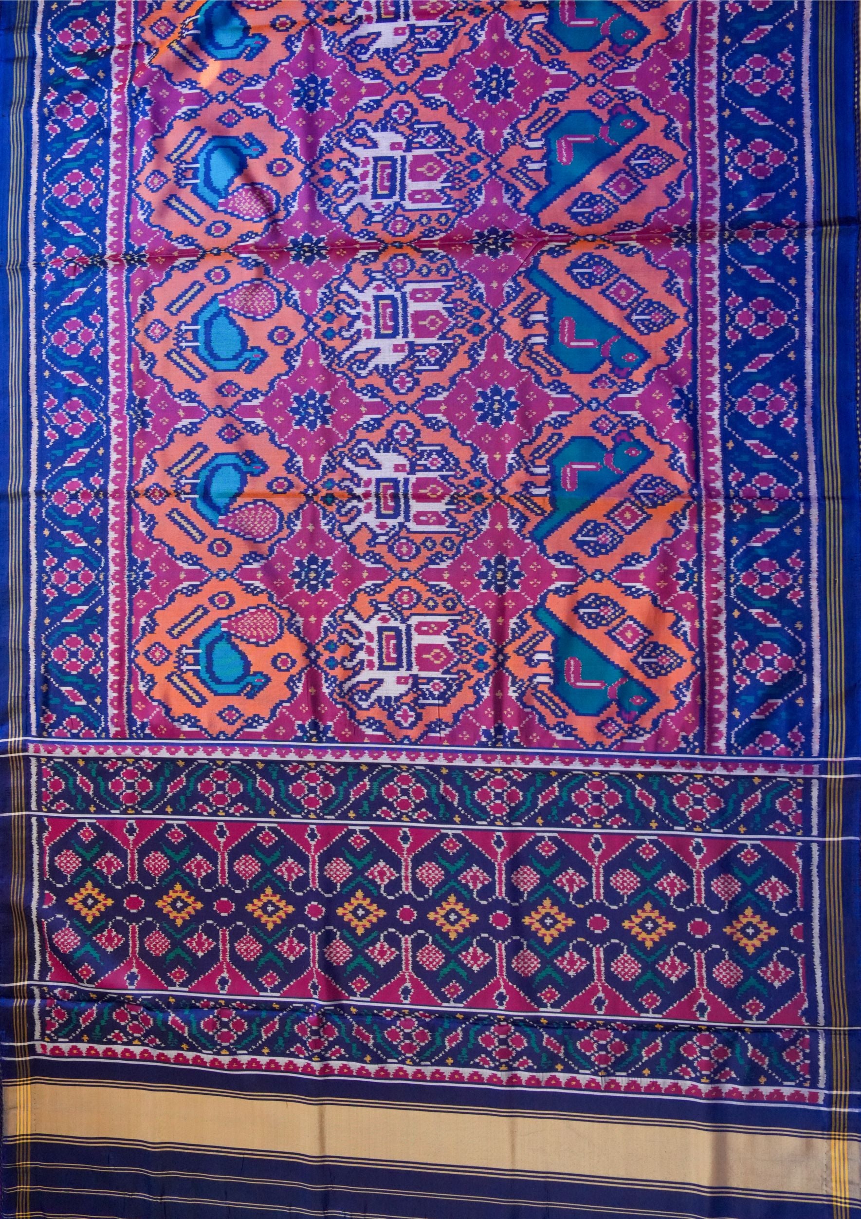 Padhmam Blue and Pink Patola Saree