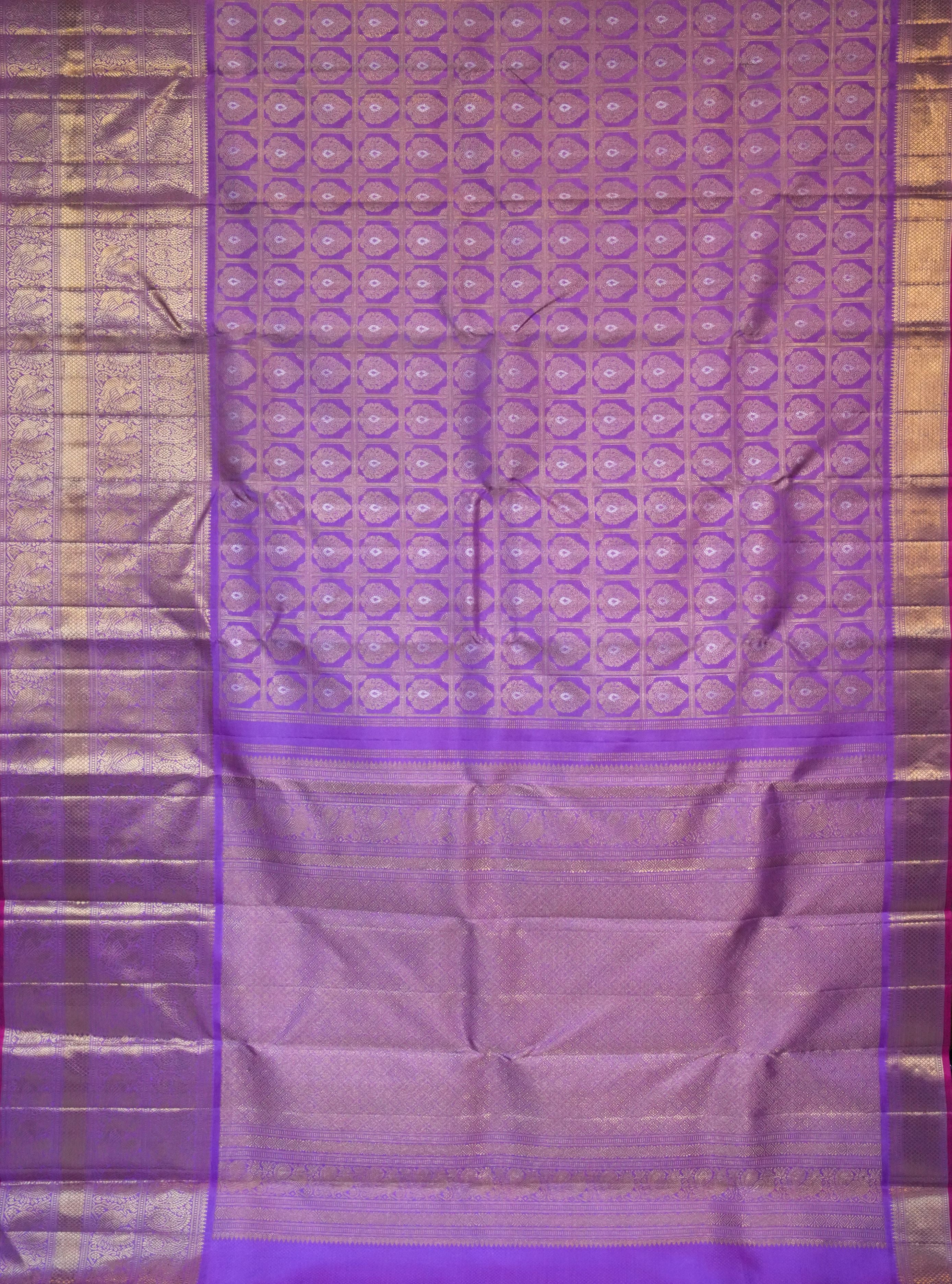 Vintage Lavender Kanchi Saree with Checks
