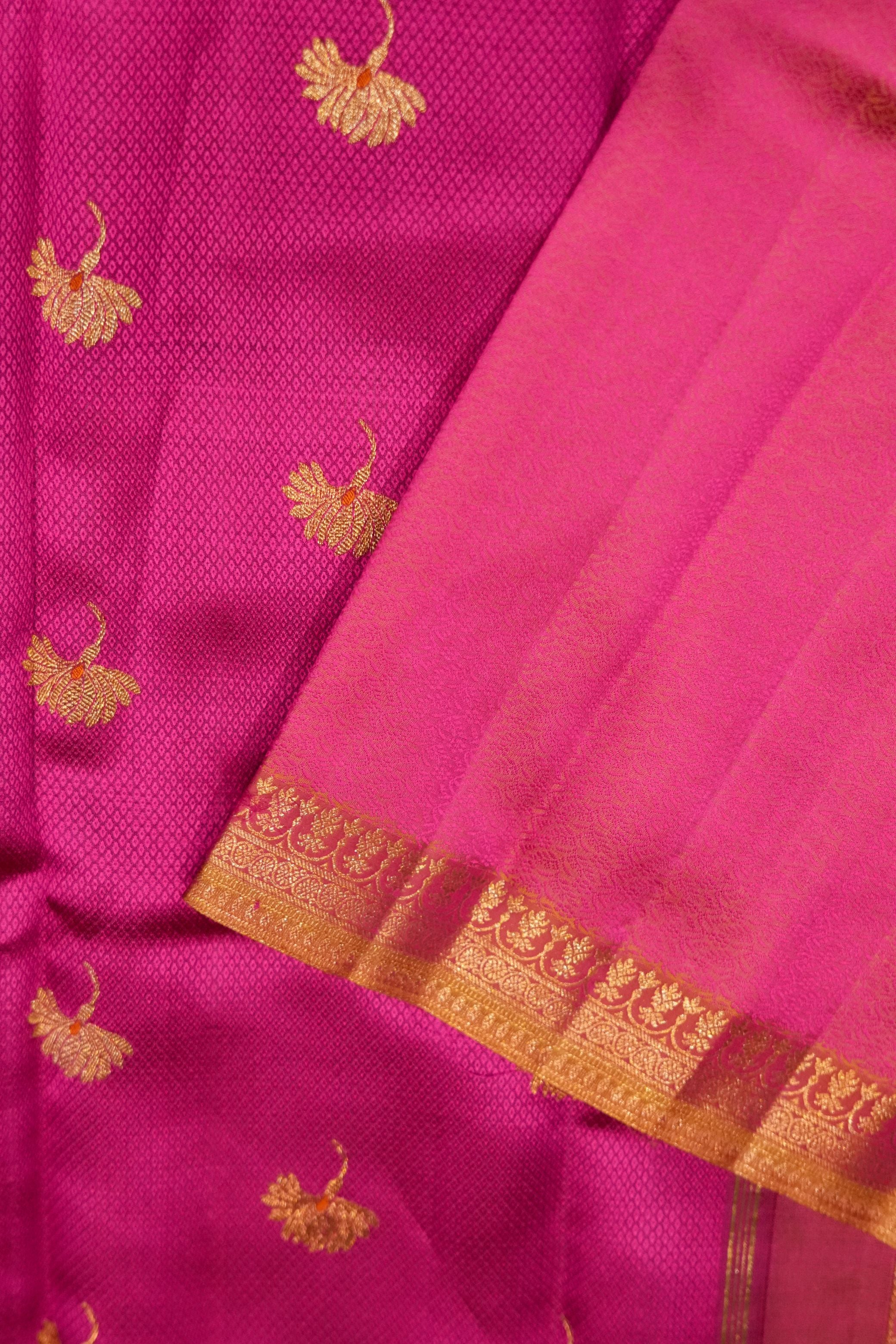 Magenta Pink Saree with Floral Motif