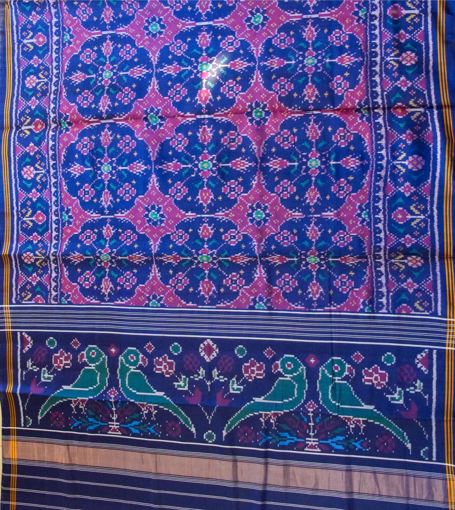 Rudhraksha Blue & Pink Patola Saree