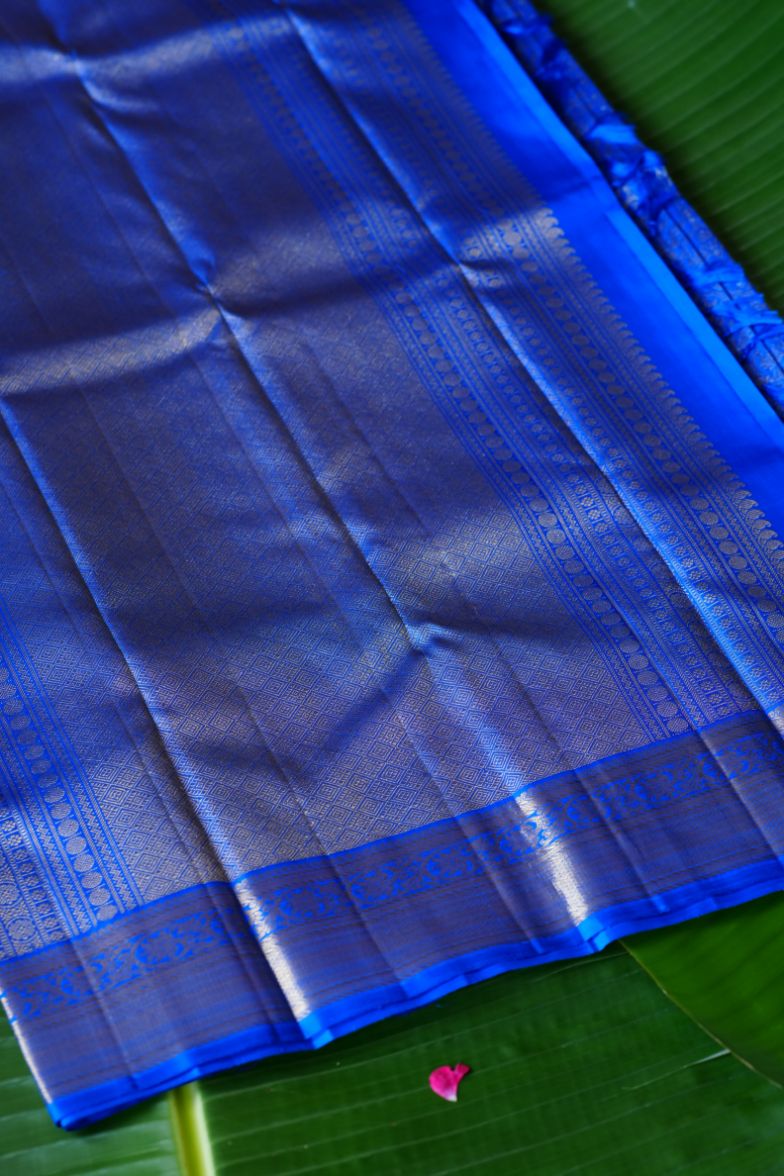 Royal Blue Floral Kanchi Saree