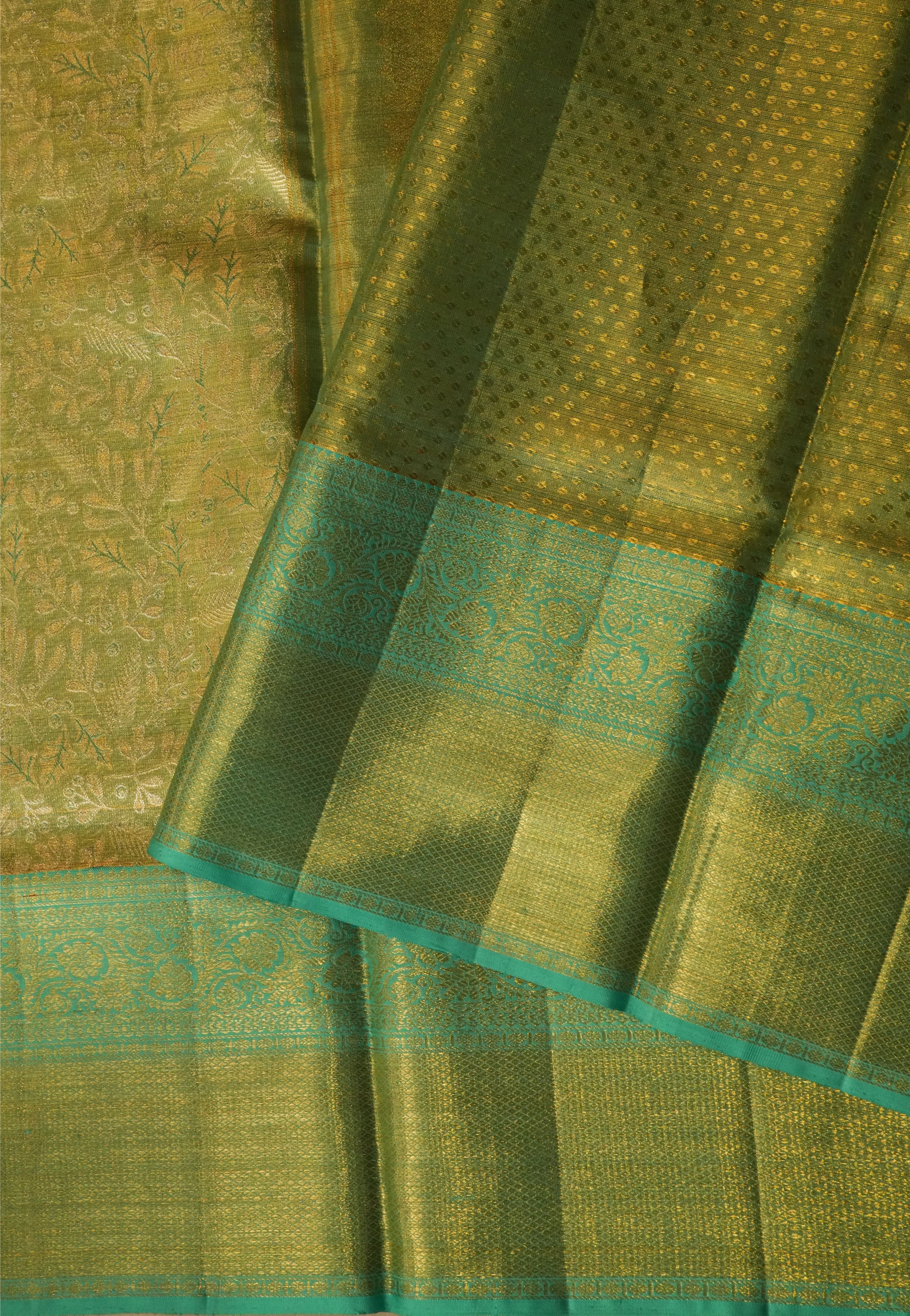 Florence Aqua Blue Tissue Kanchi Saree