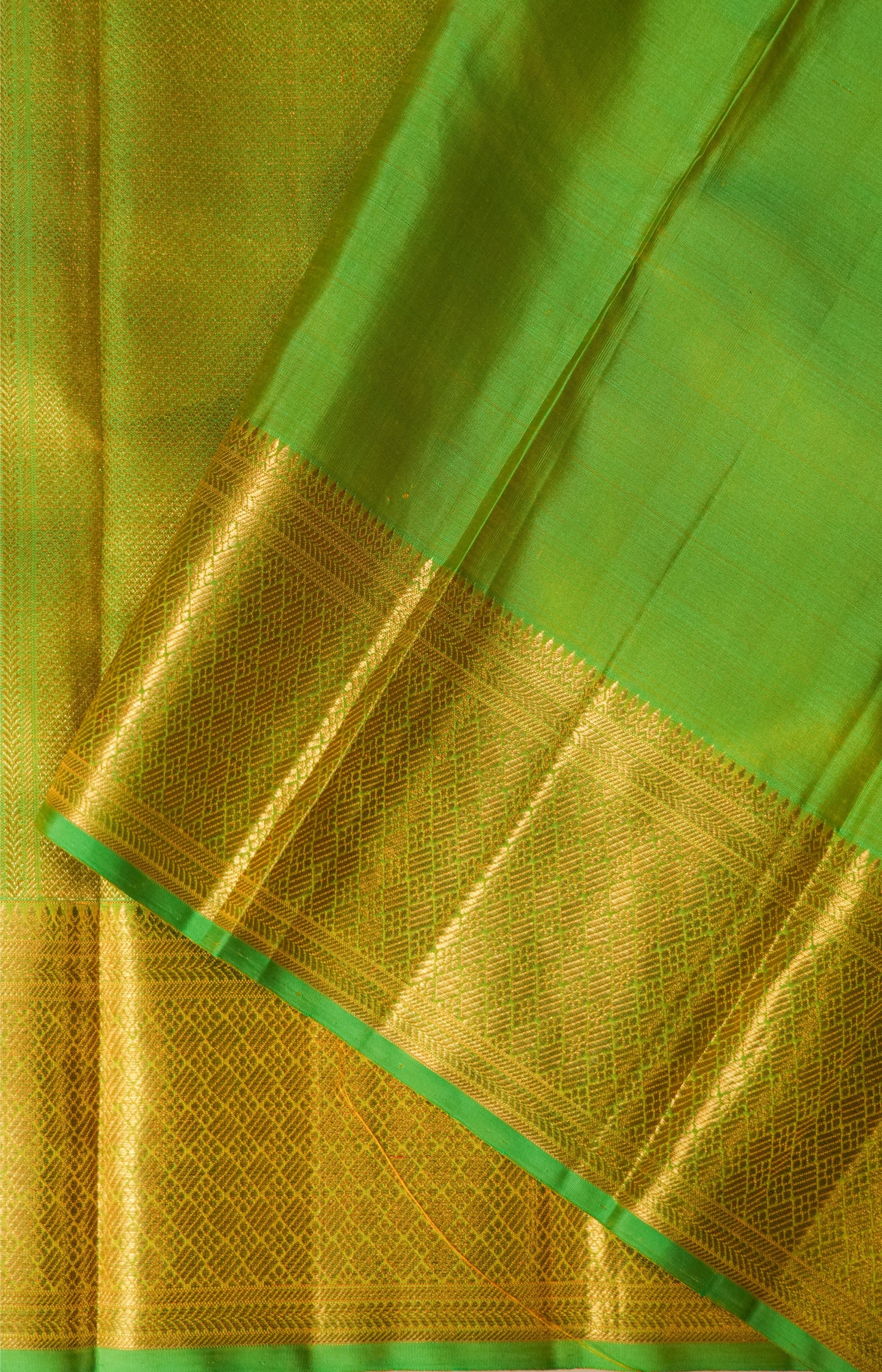Parrot Green Tissue Kanchi Saree