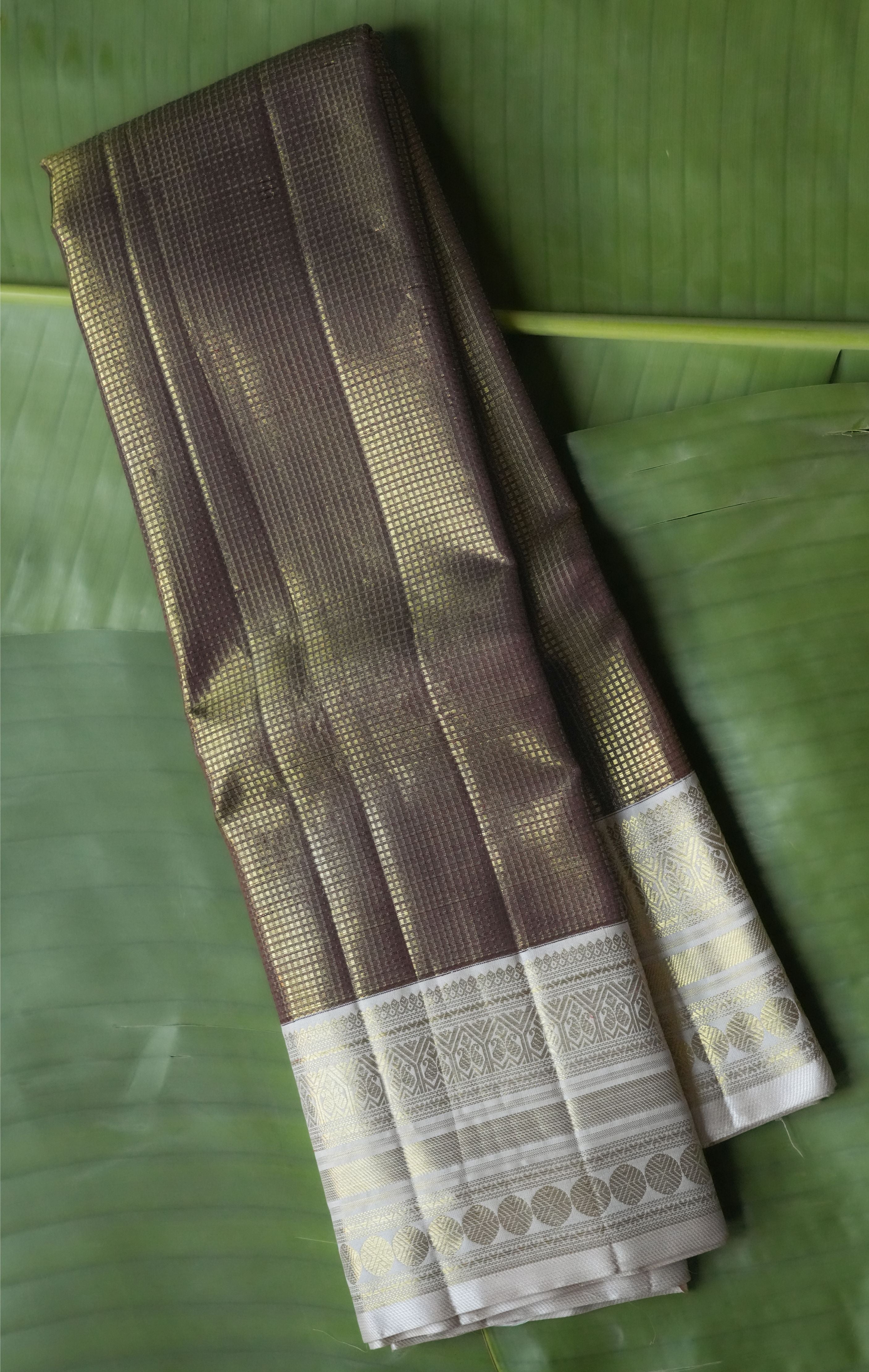 Antique Gold Kanchi Saree with Ivory Border