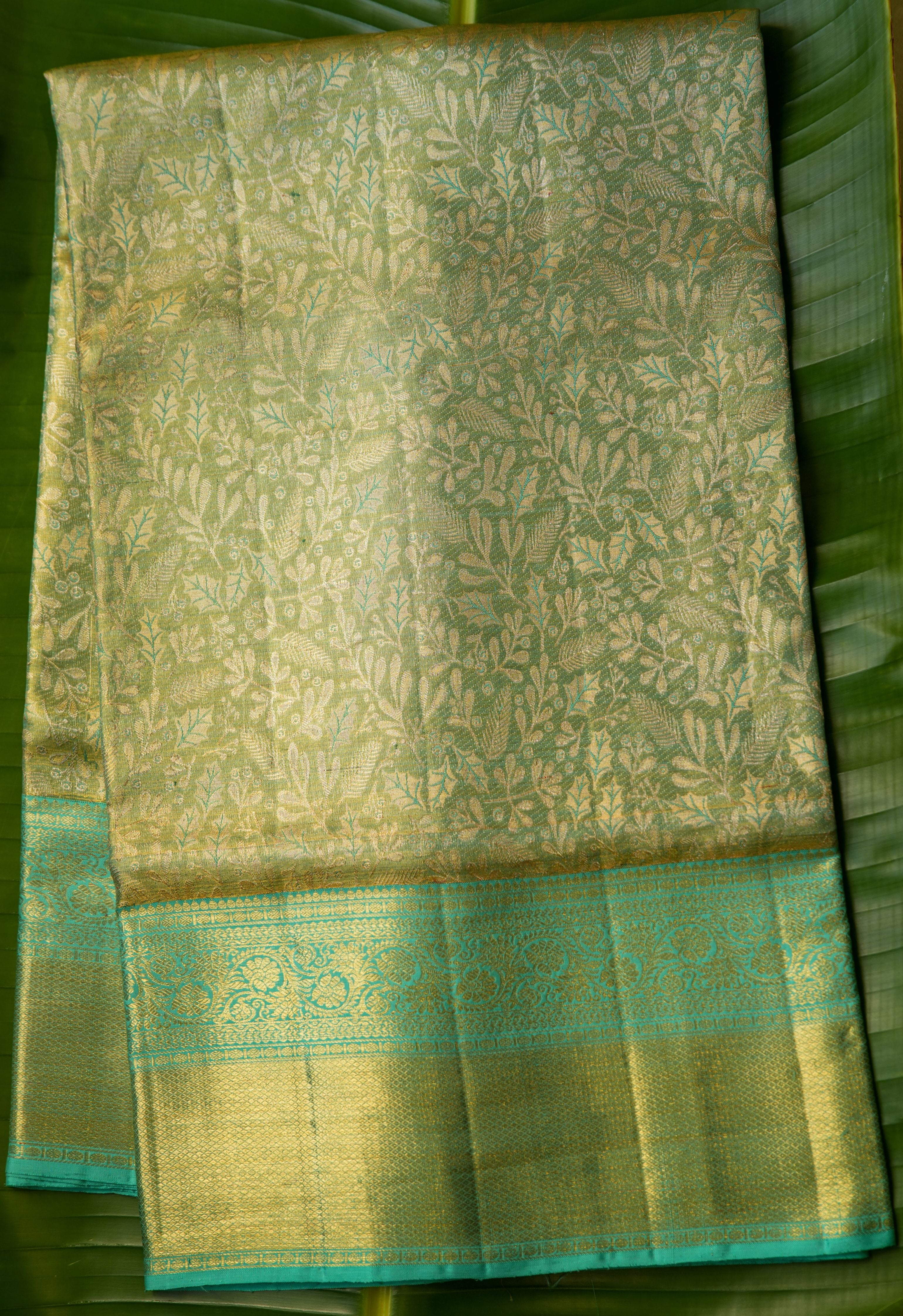 Florence Aqua Blue Tissue Kanchi Saree