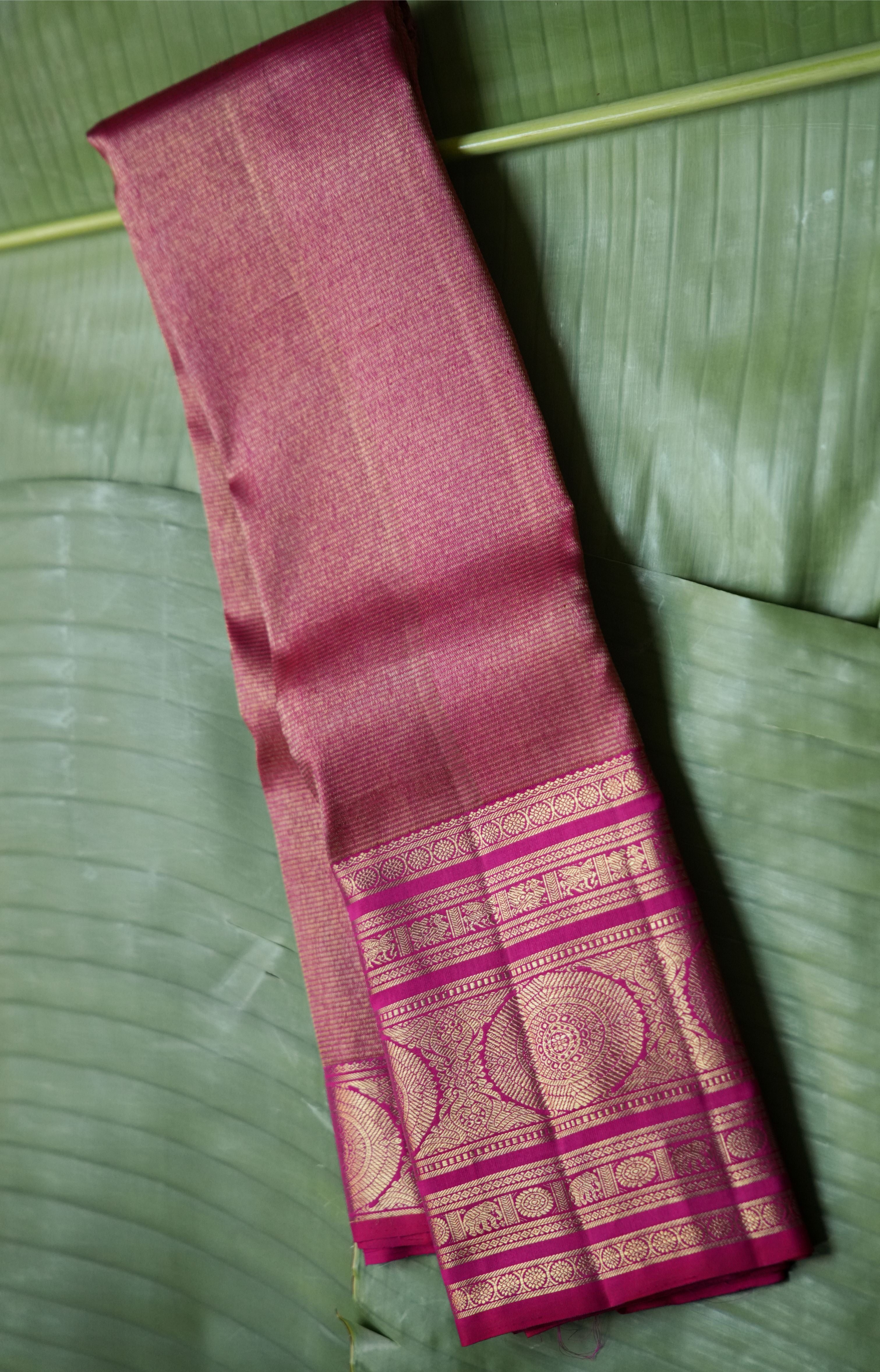 Pink Vintage Tissue Saree with Traditional Border