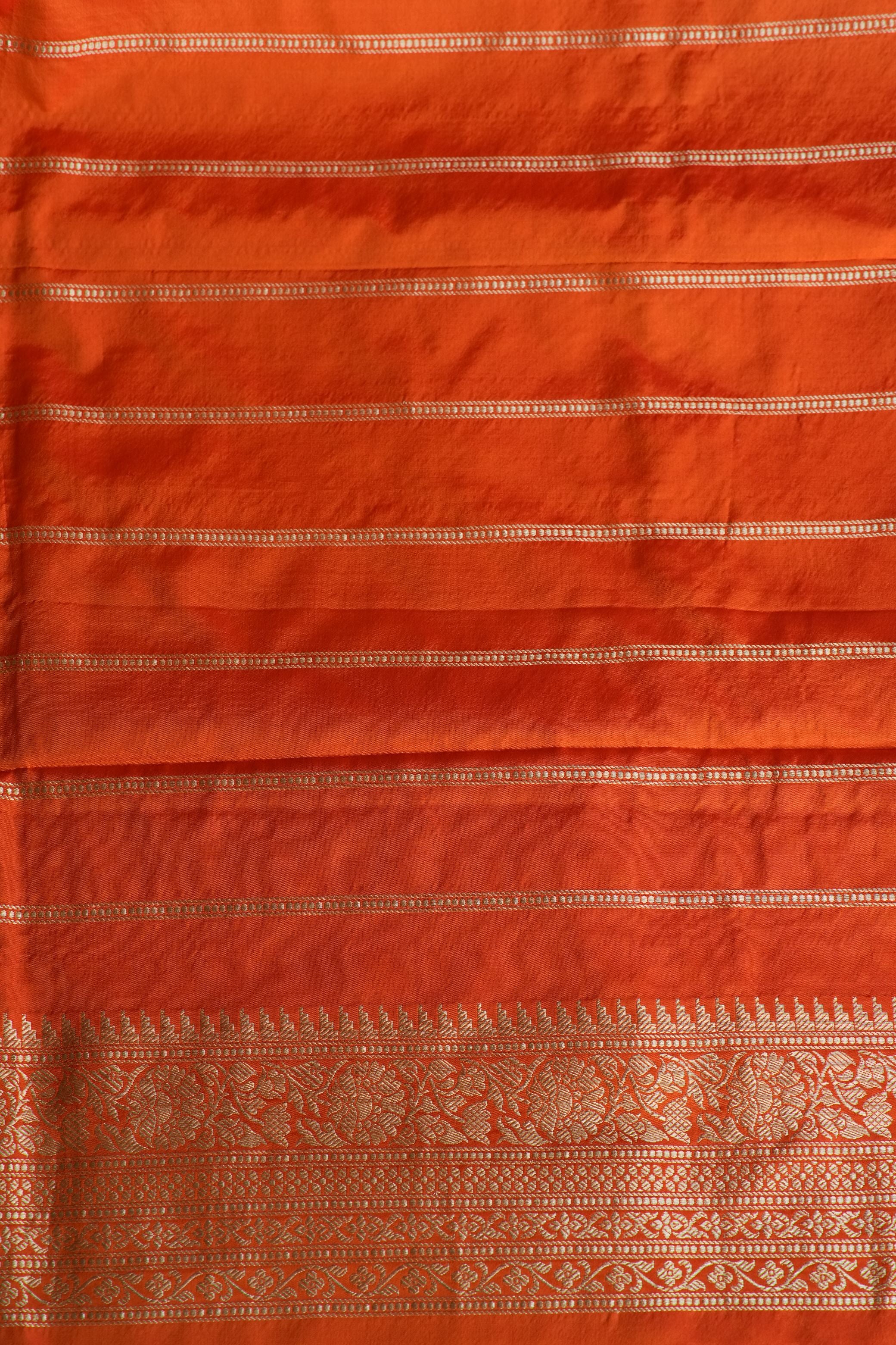 Gardinia Redish Orange Banaras Saree