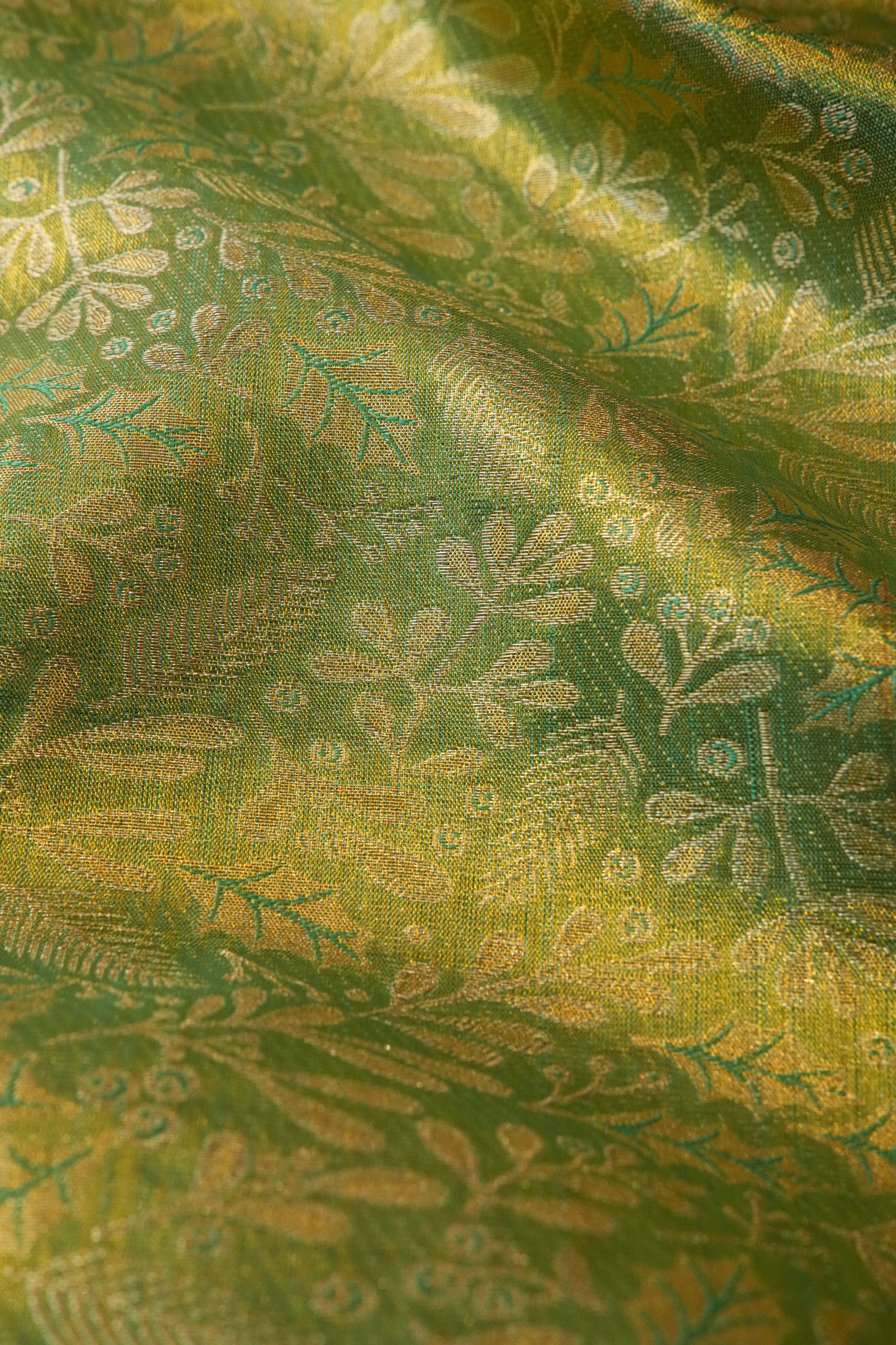 Florence Aqua Blue Tissue Kanchi Saree