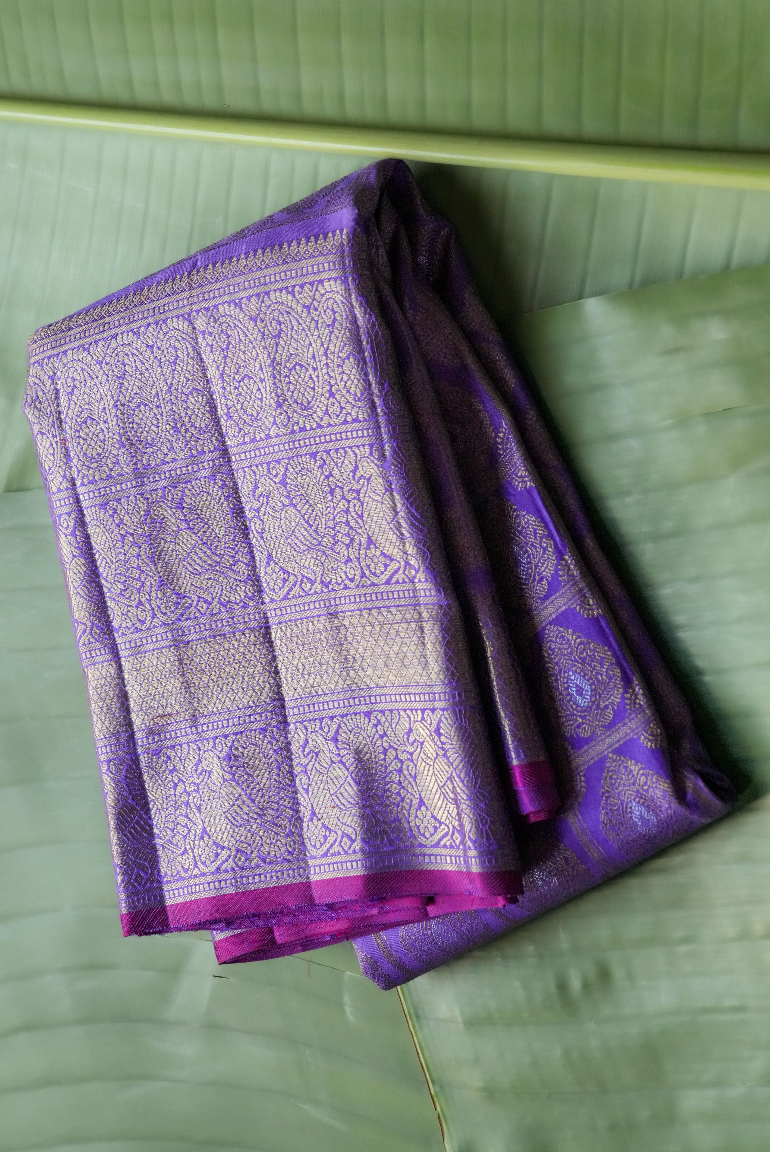 Vintage Lavender Kanchi Saree with Checks