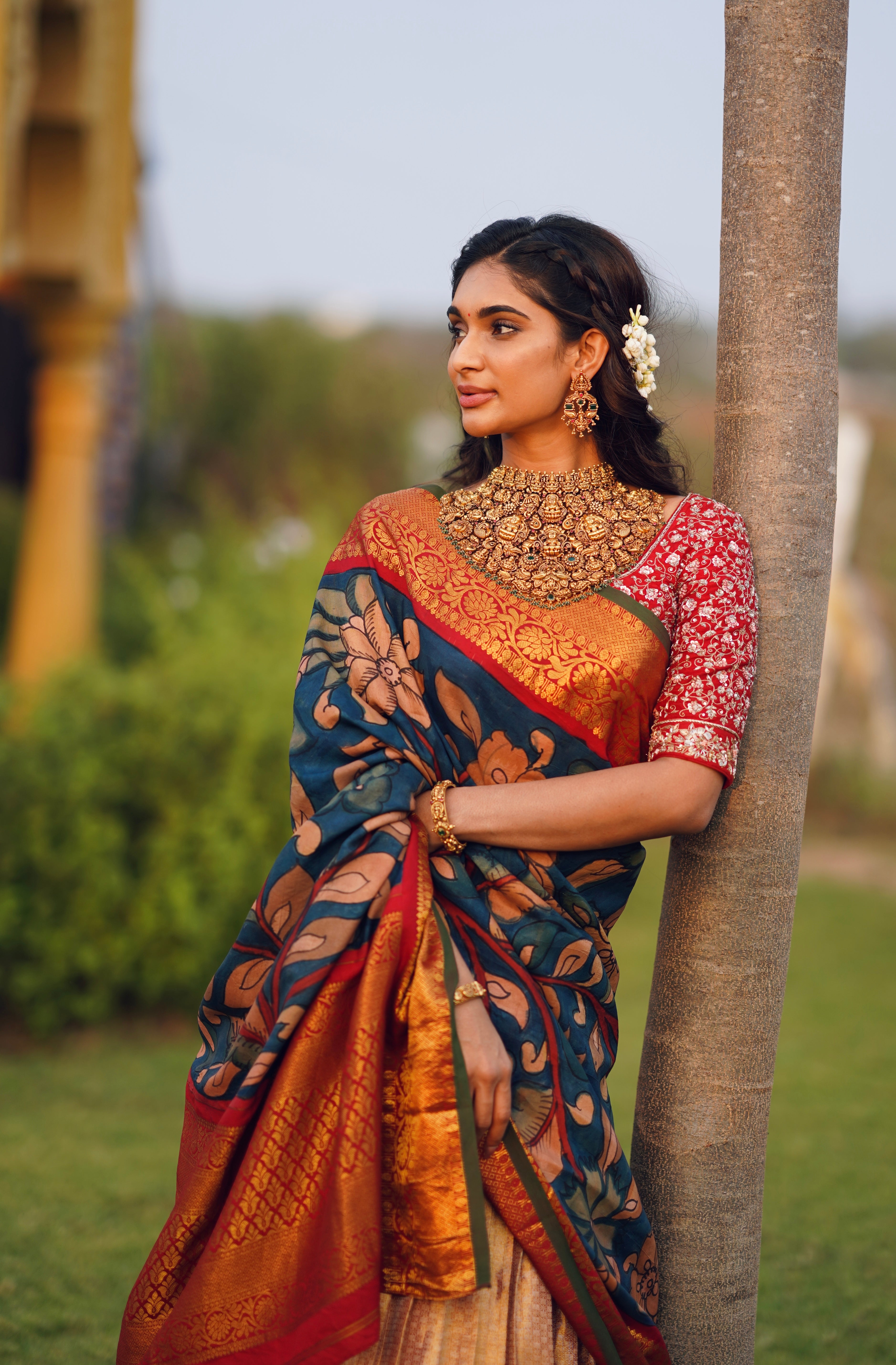 Flourish Red and Gold Pattu lehenga set
