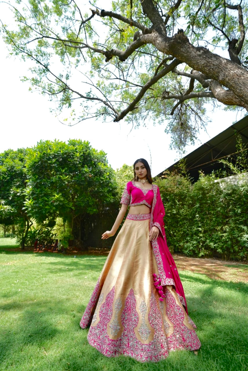 Zeehat Yellow and pink Lehenga set