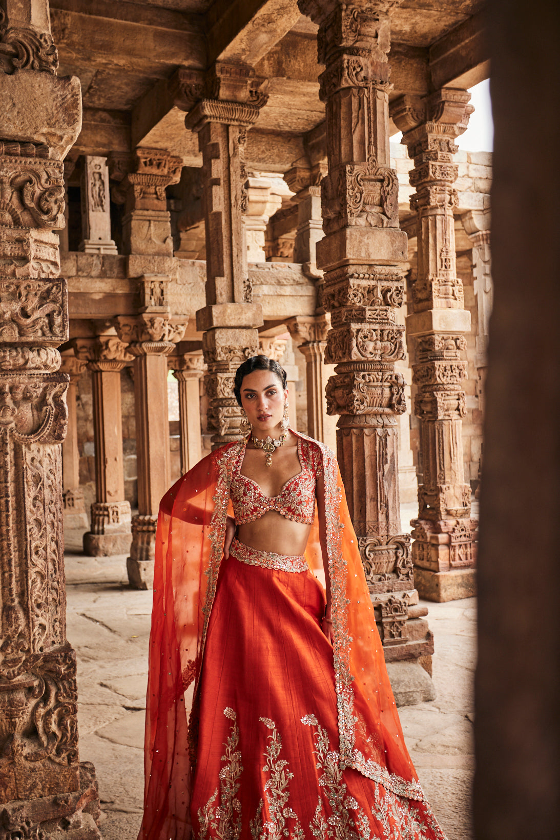 Tangerine Bridal lehenga set