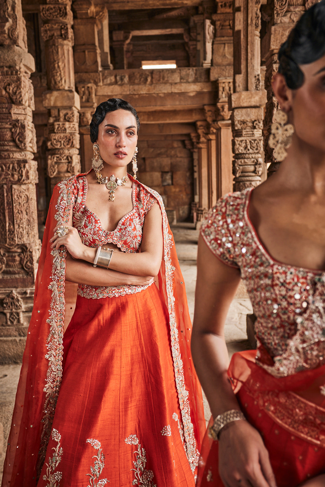 Tangerine Bridal lehenga set