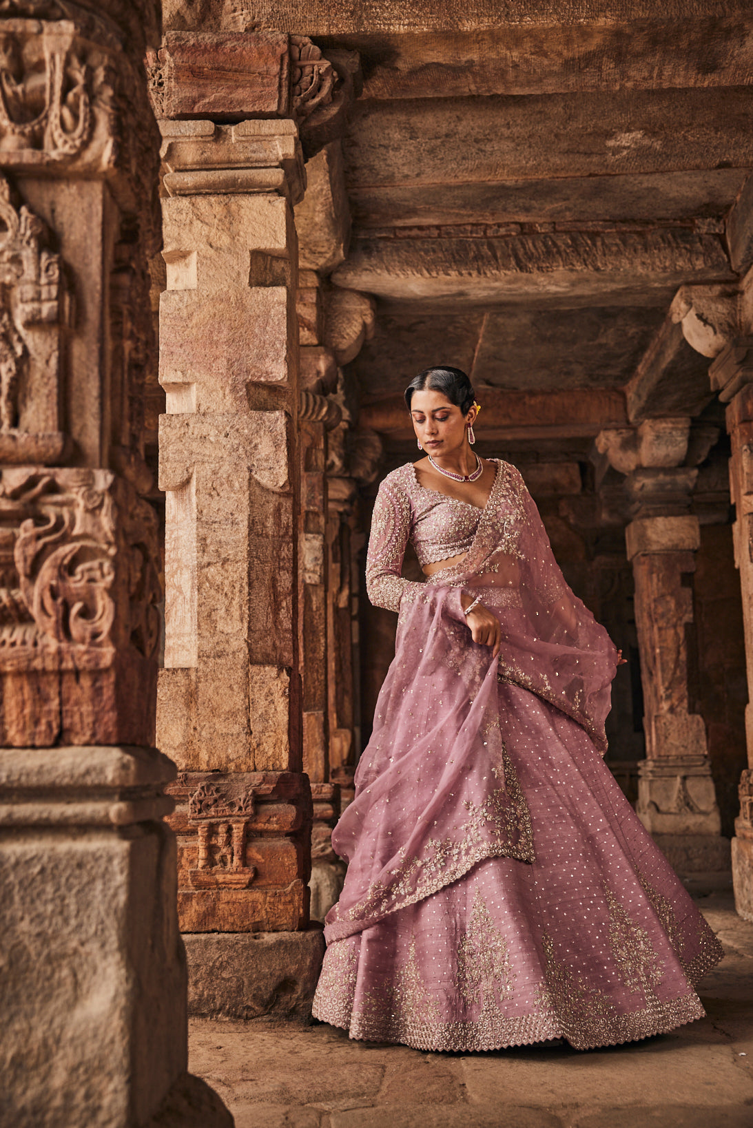 Violaceous bridal lehenga set