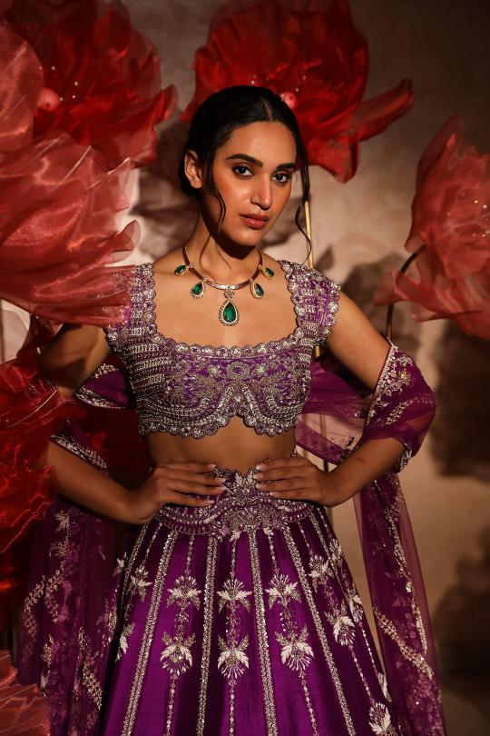 Piquant Purple embroidered Lehenga Set