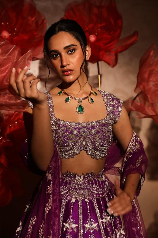 Piquant Purple embroidered Lehenga Set