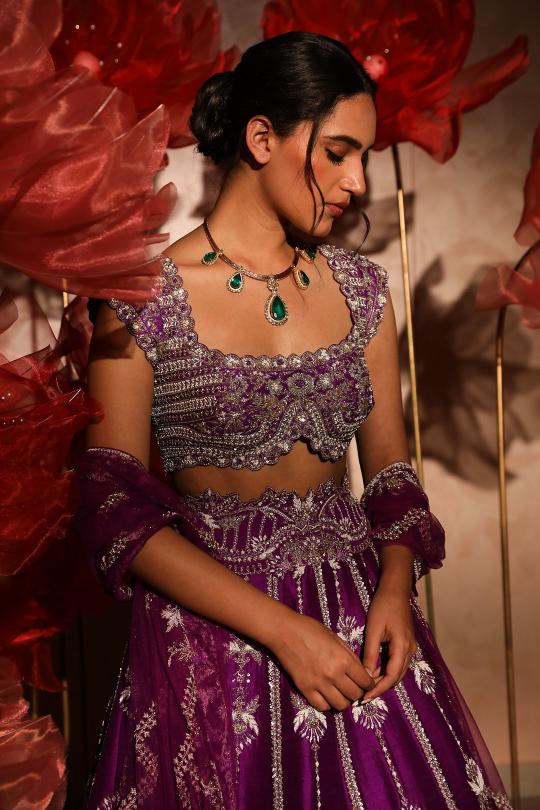 Piquant Purple embroidered Lehenga Set