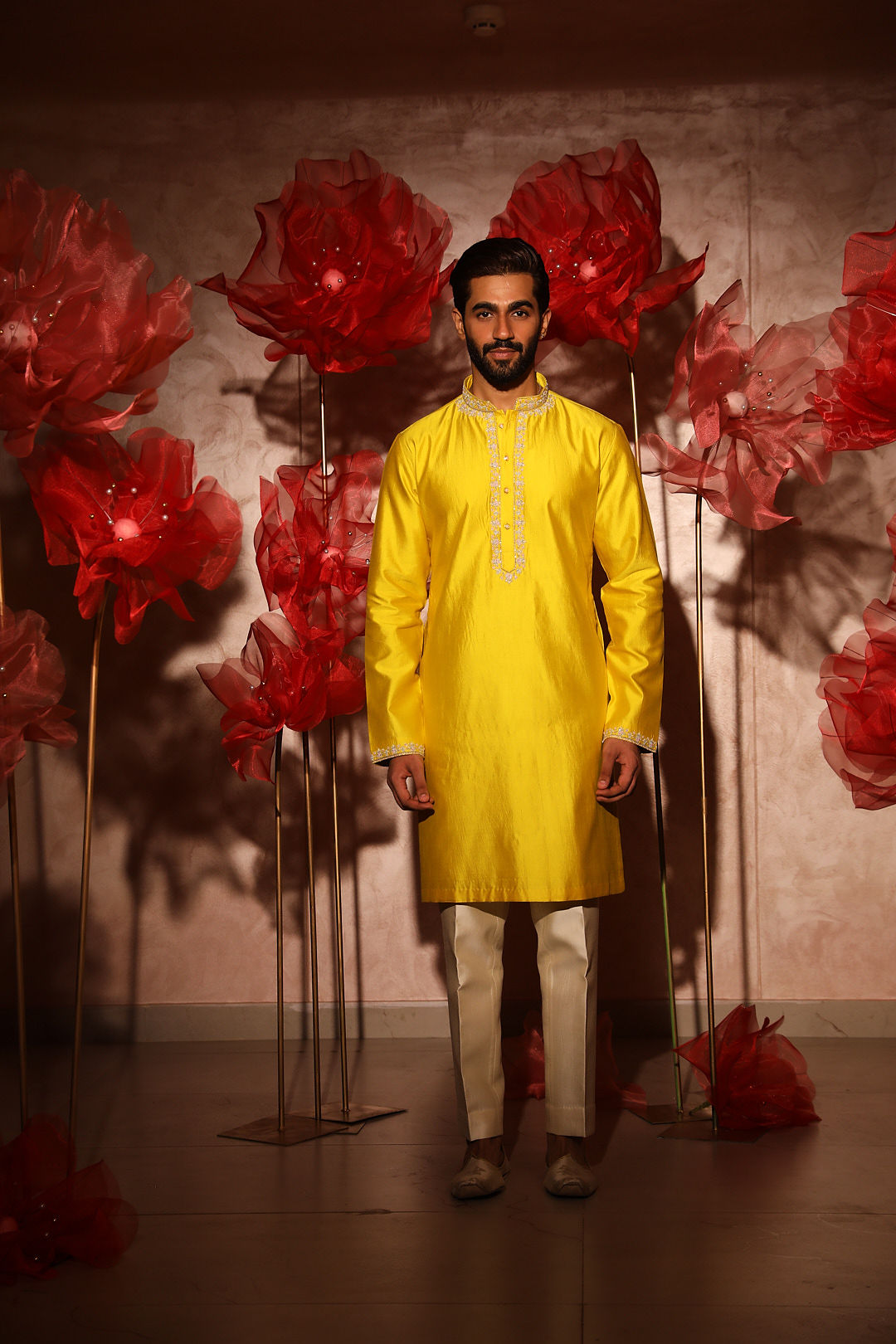 Timid Yellow Embroidered kurta Set