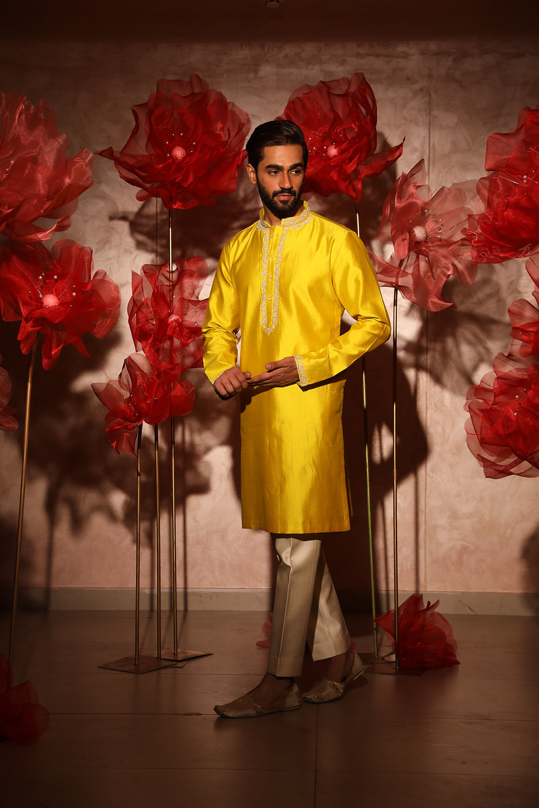 Timid Yellow Embroidered kurta Set