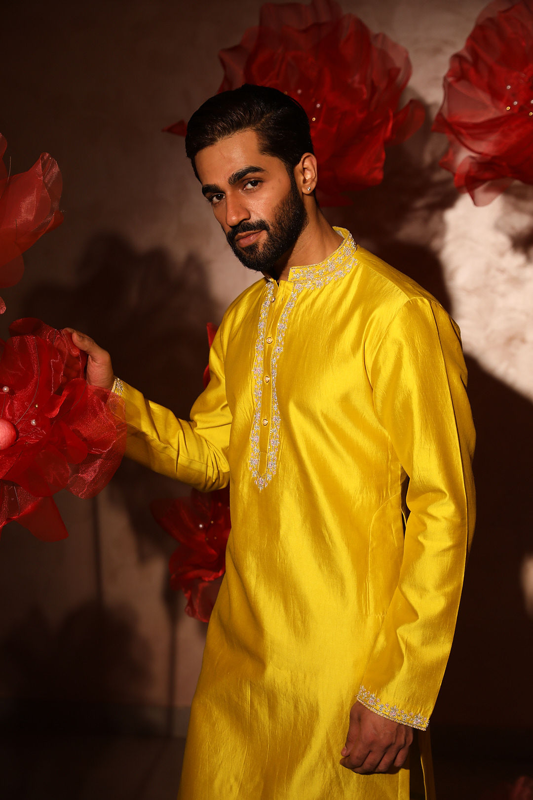 Timid Yellow Embroidered kurta Set