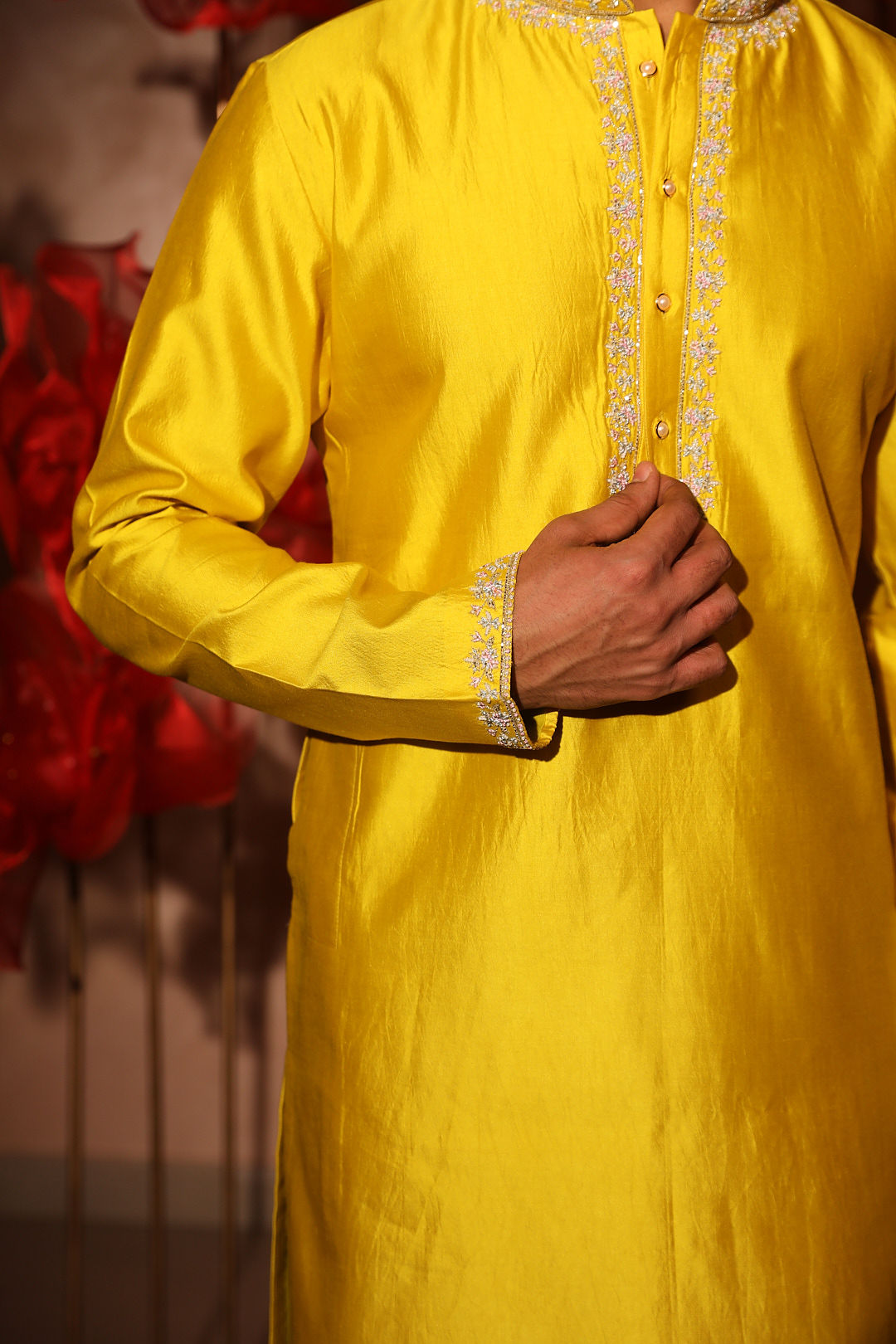 Timid Yellow Embroidered kurta Set