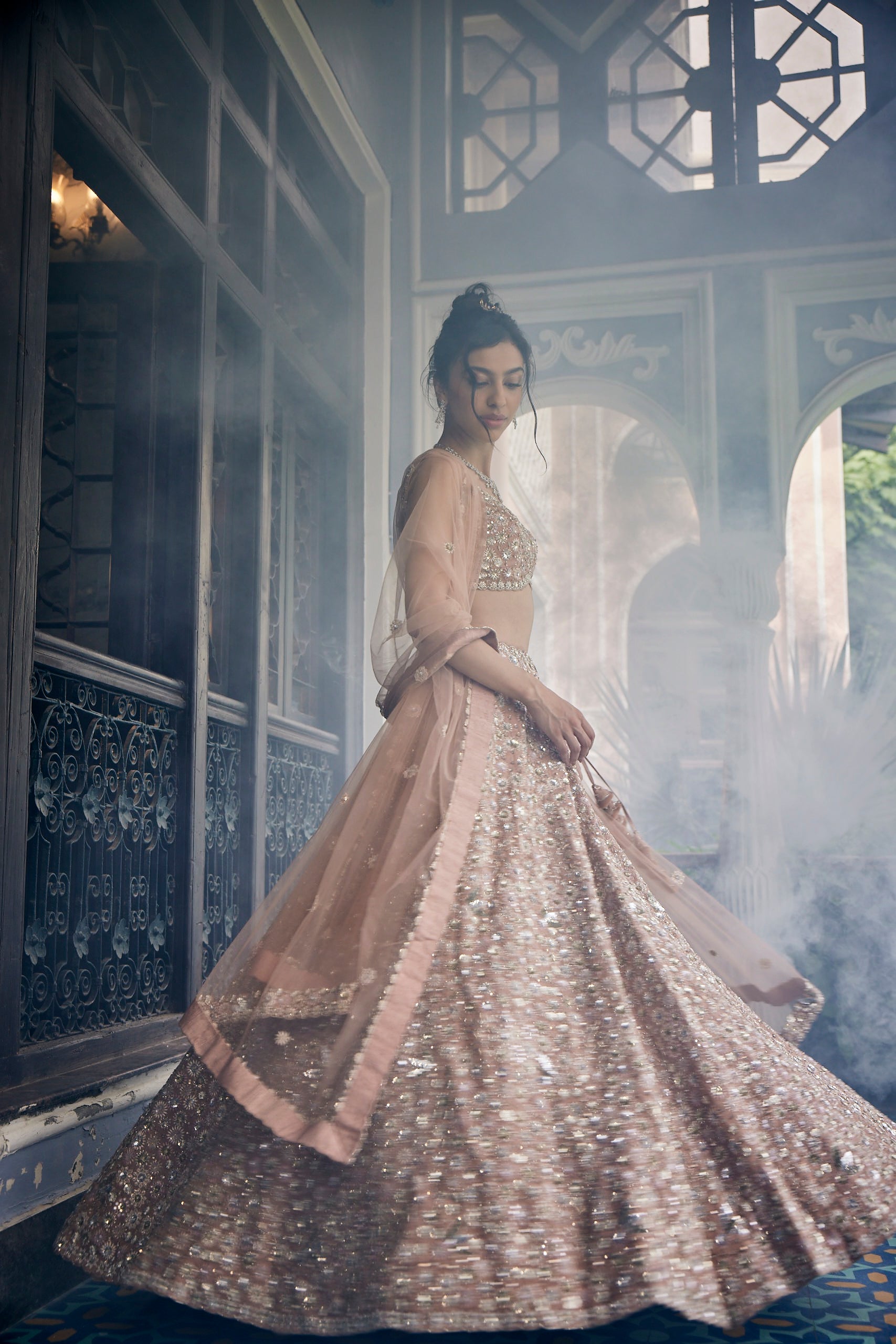 Tyehe Gold tissue lehenga set