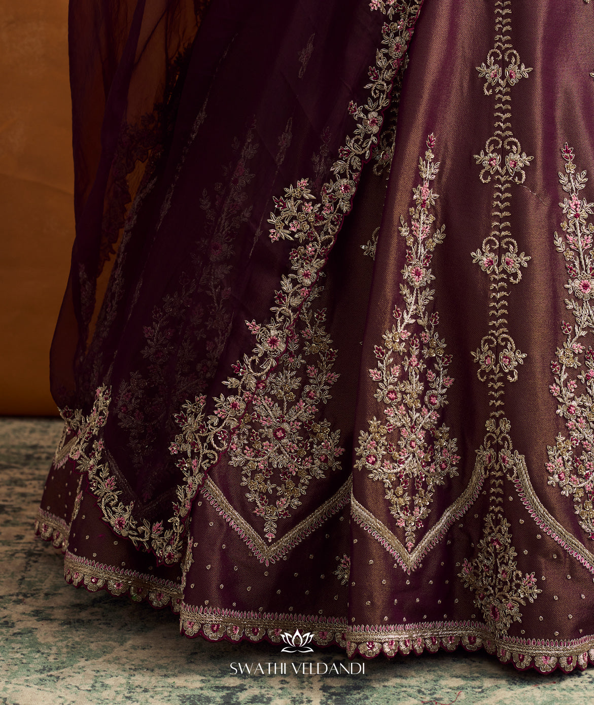 Sakina Brown tissue Lehenga set