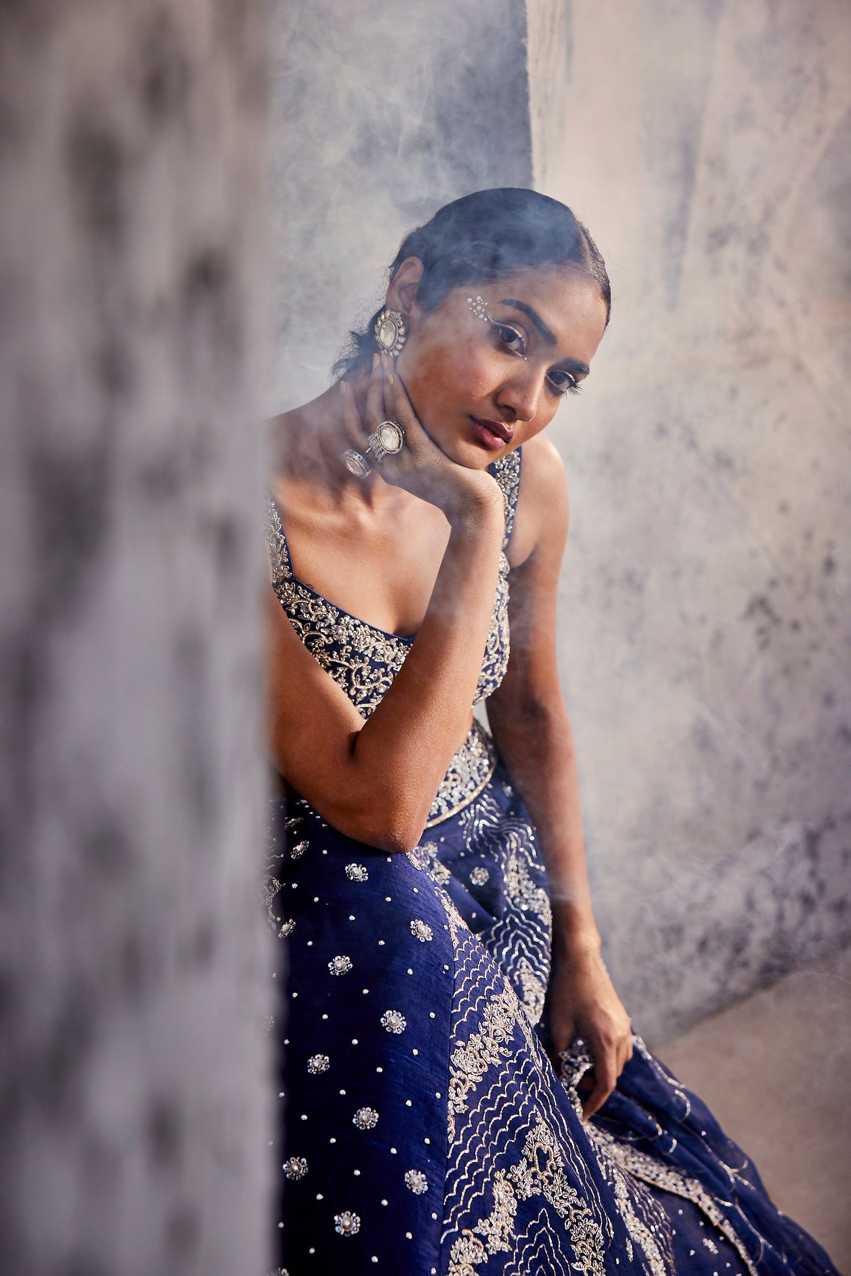 Radiant Adornments Navy blue lehenga set