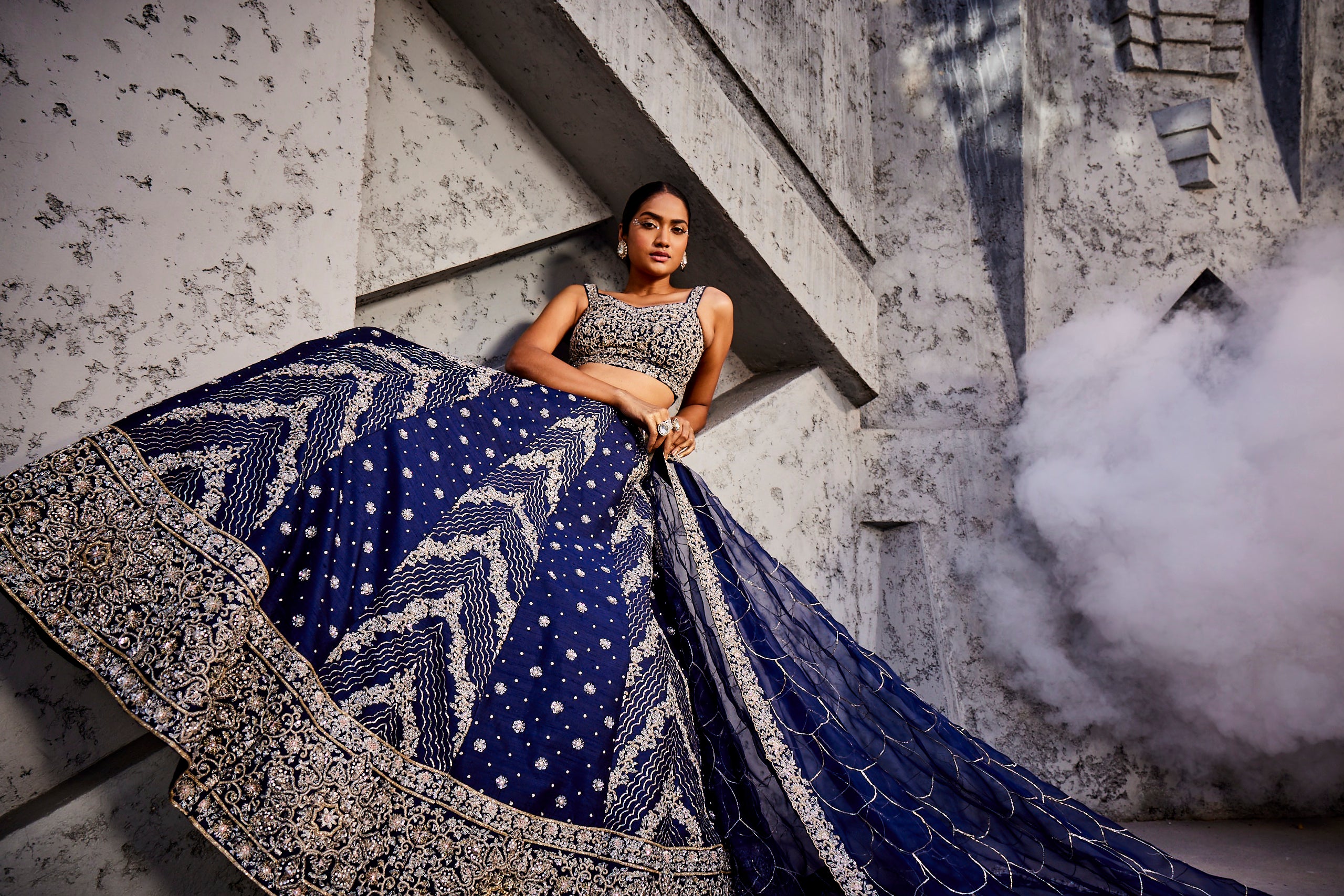 Radiant Adornments Navy blue lehenga set