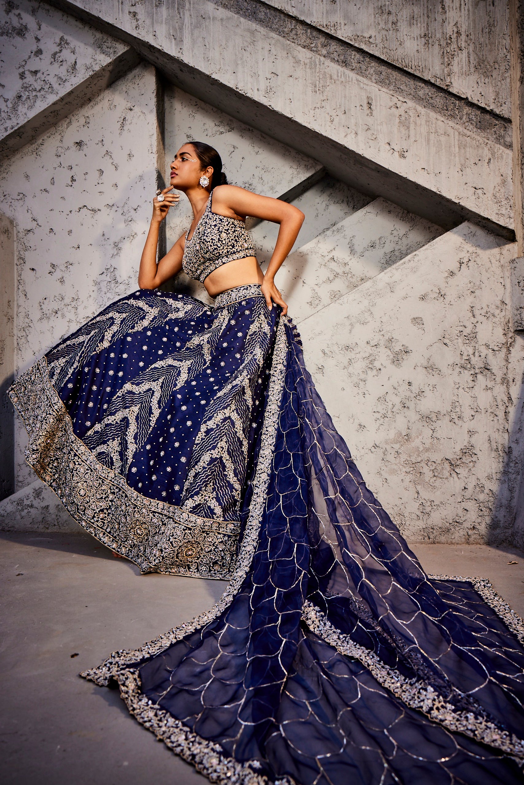 Radiant Adornments Navy blue lehenga set