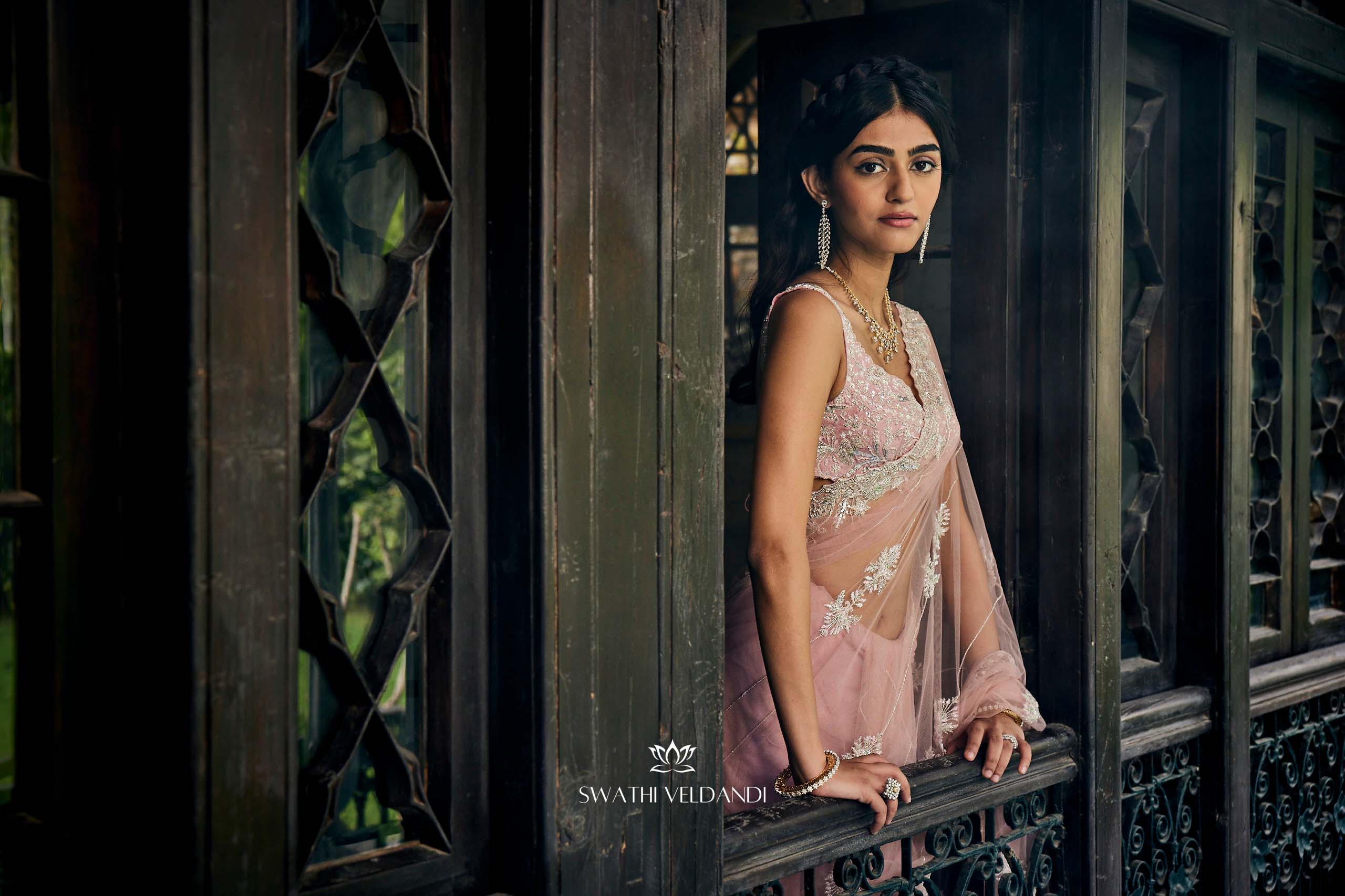 Erato Lemonade pink Net Saree