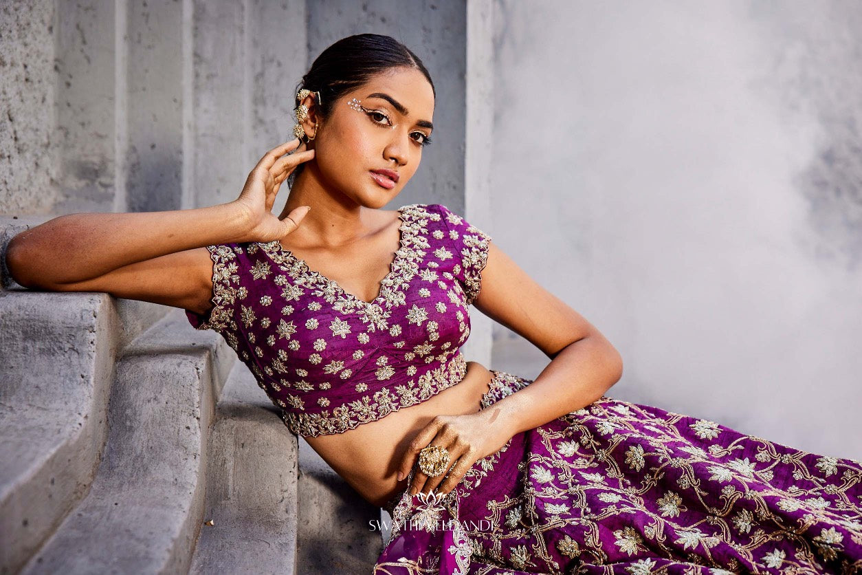 Lotus purple lehenga set