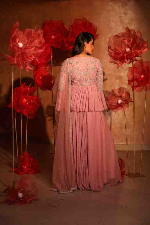 Glamorous Onion Pink Peplum Top and Palazzo Set