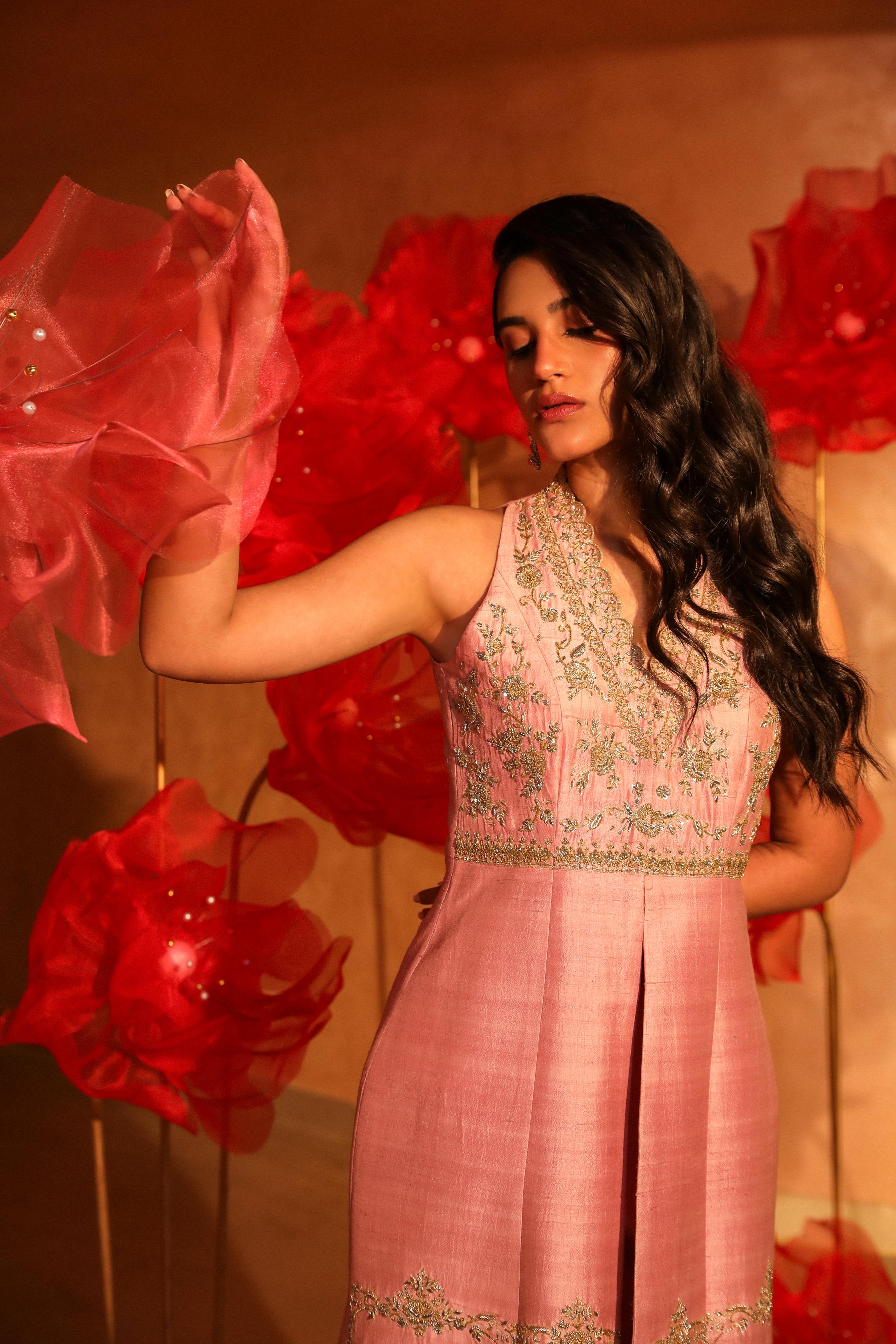 Calming Cameo Pink Embroidered Kurta Set
