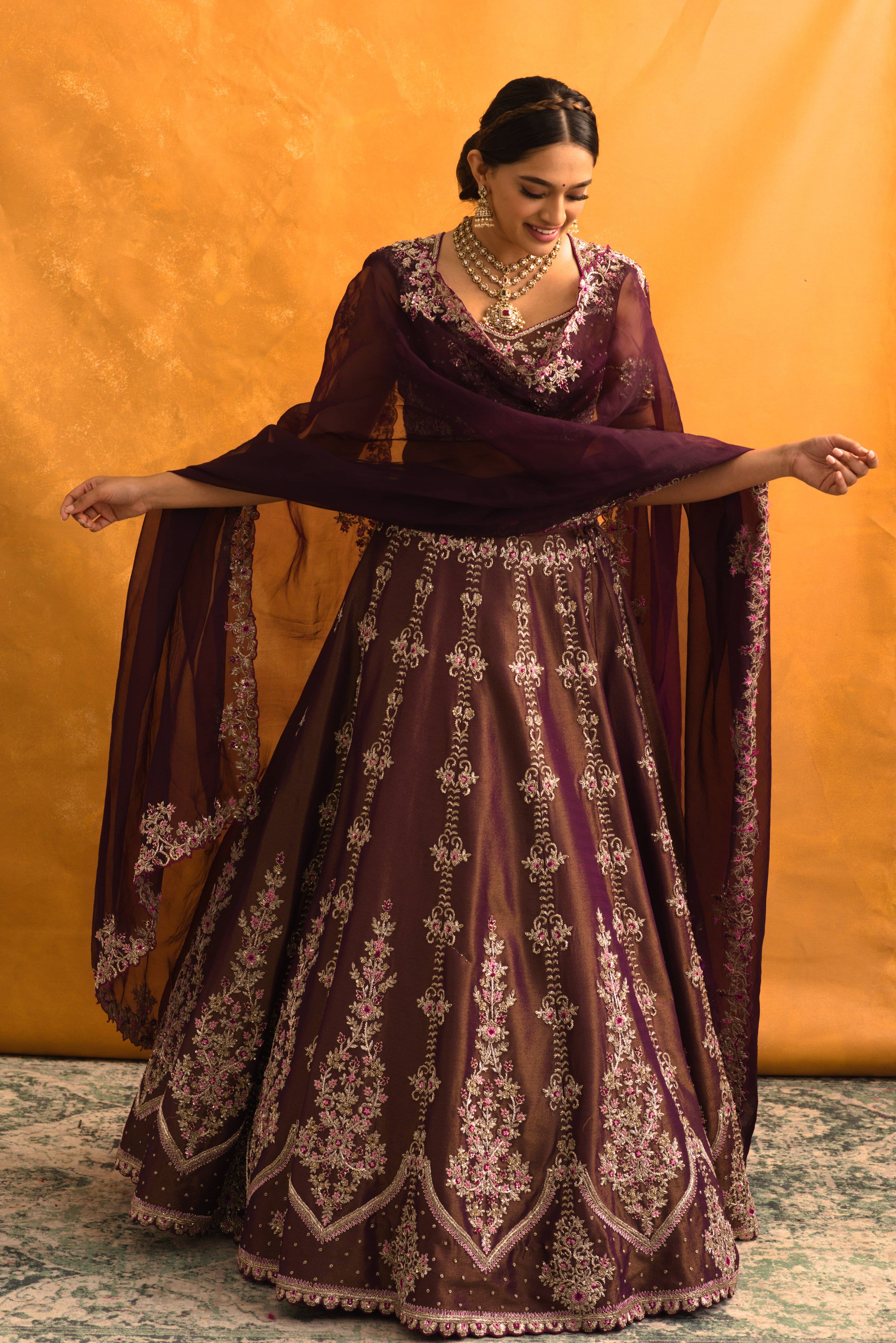 Sakina Brown tissue Lehenga set