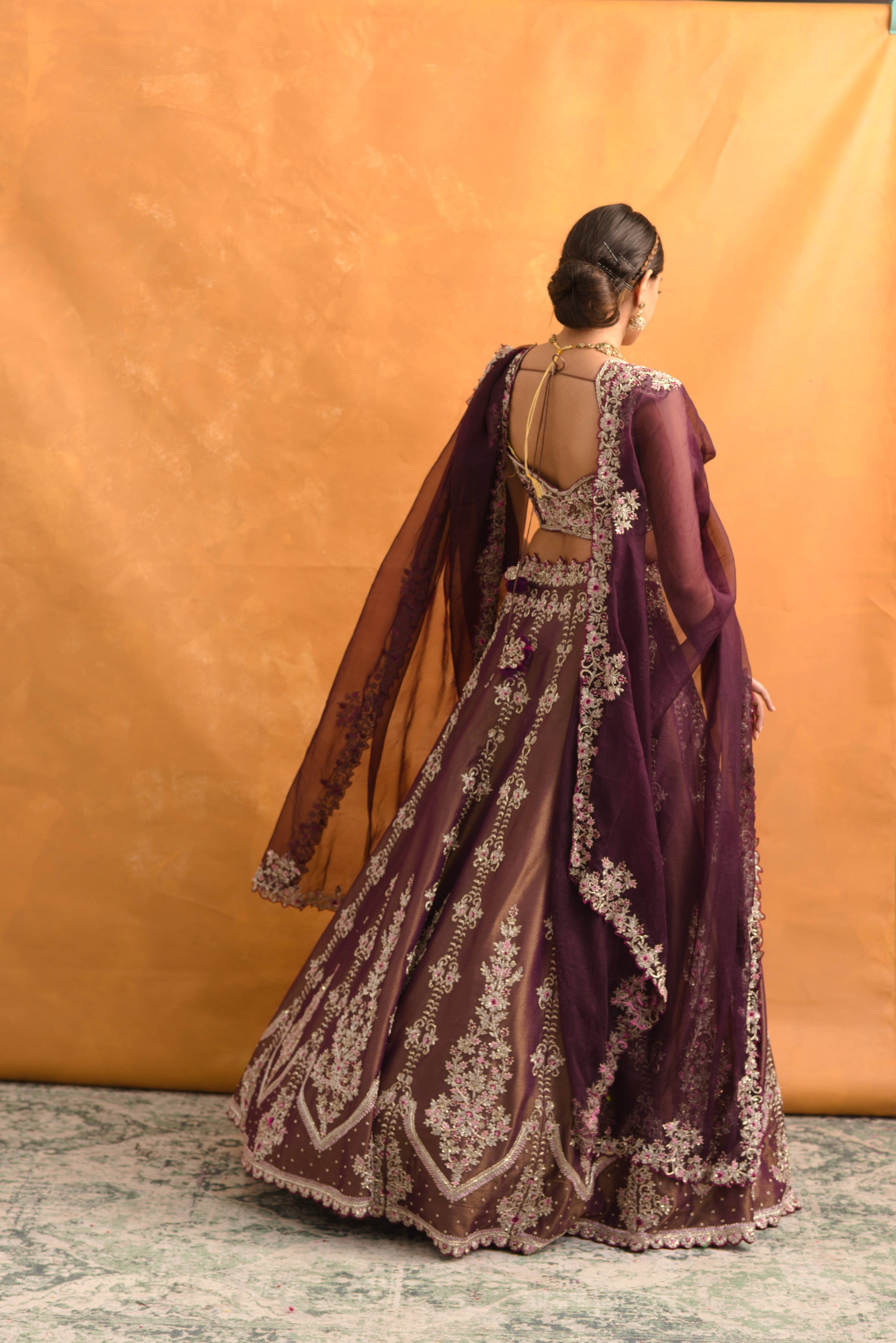 Sakina Brown tissue Lehenga set