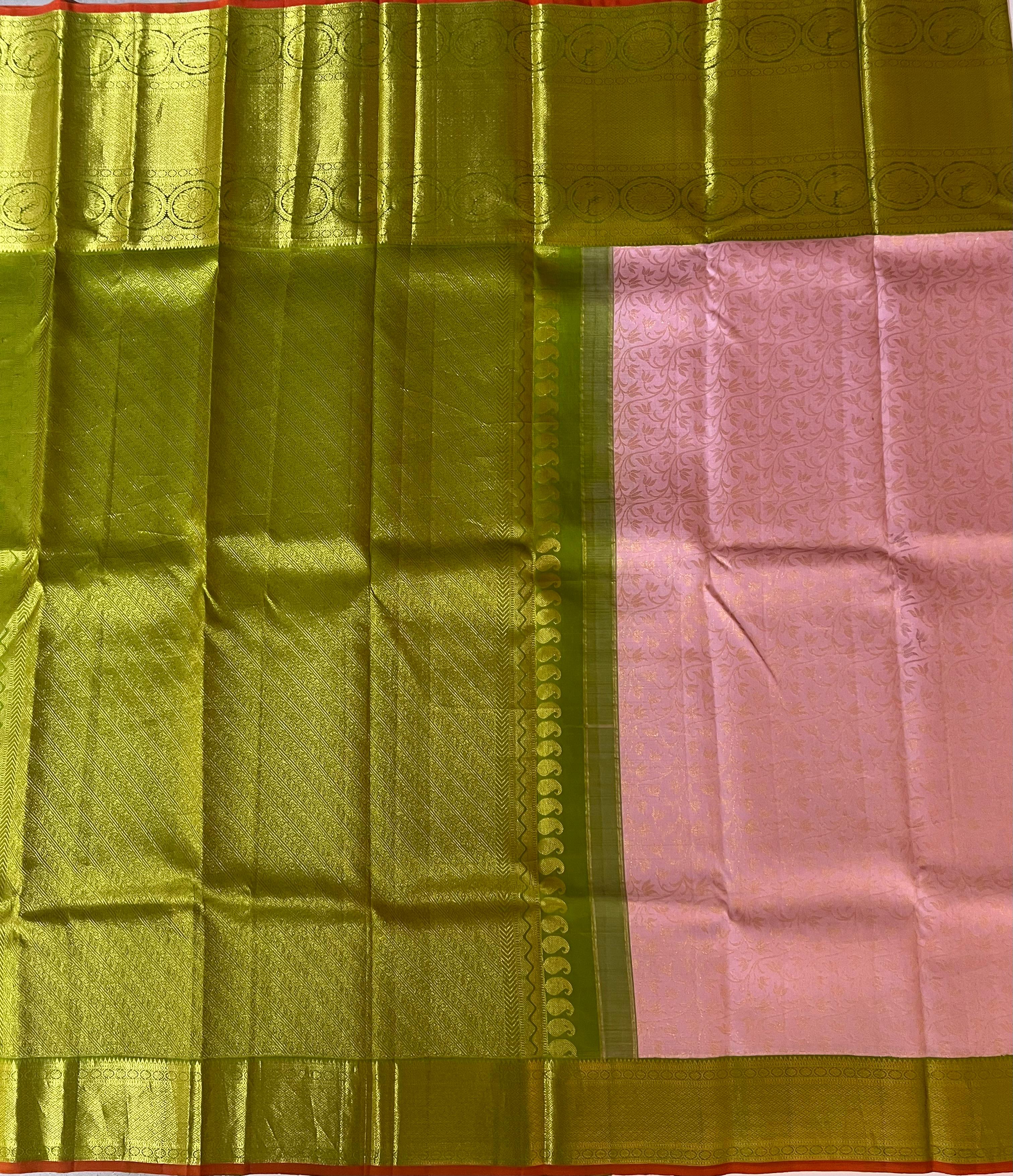 Light pink and green kanjeevaram Silk saree