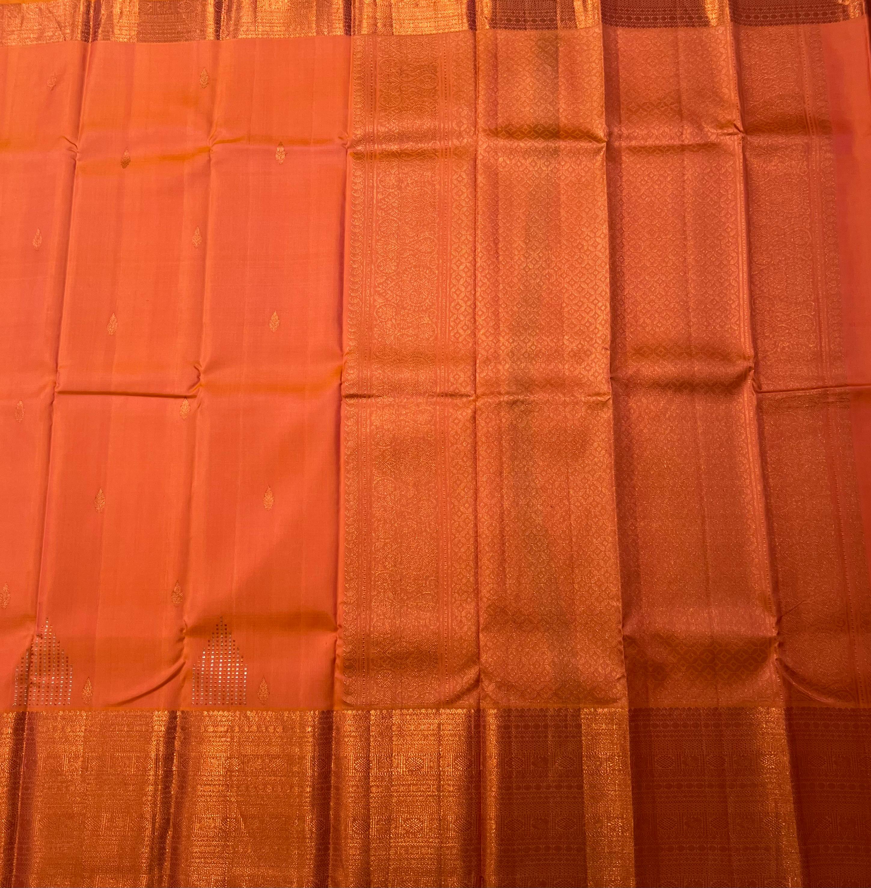 Orange kanjeevaram silk saree