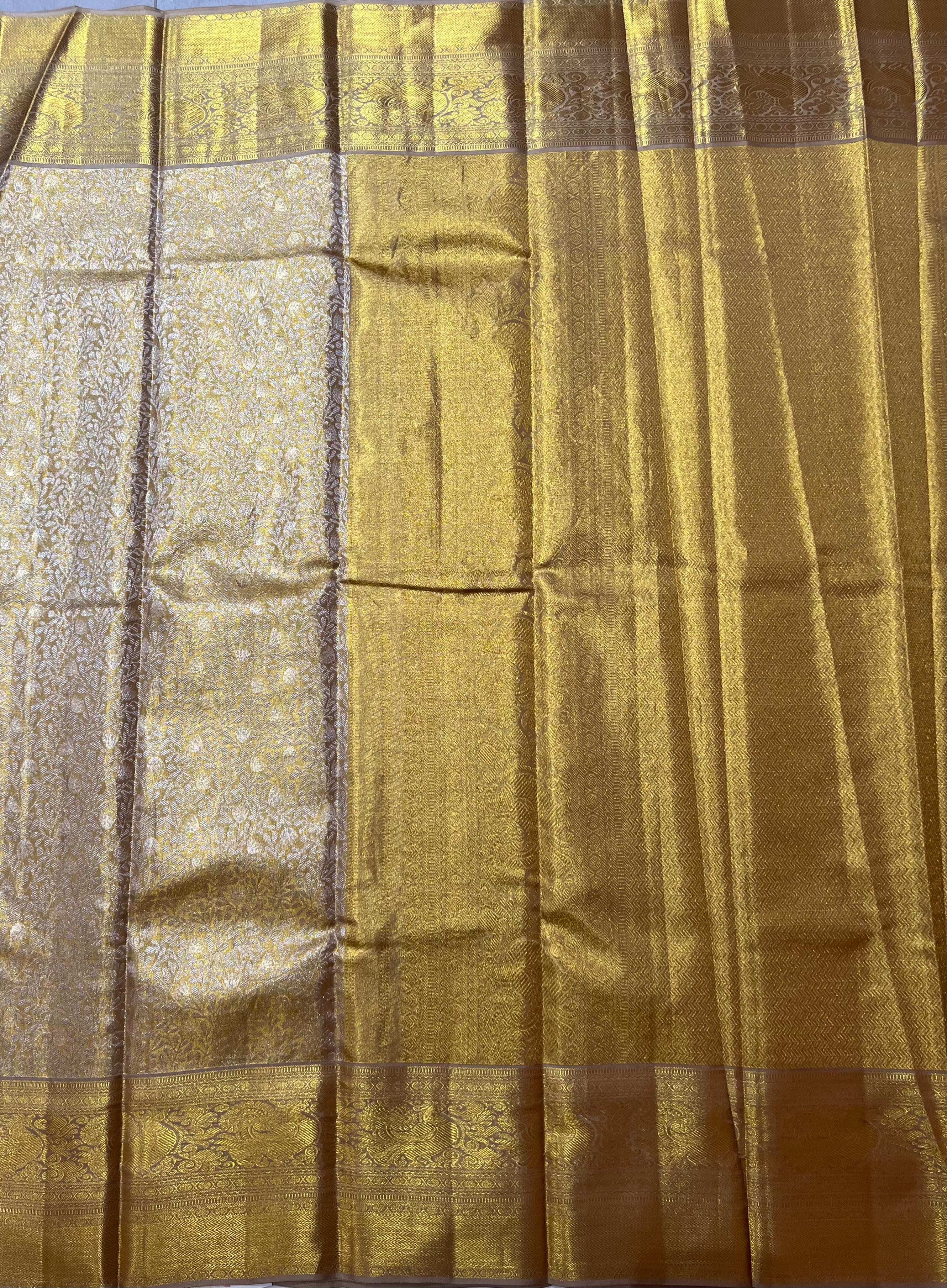 Golden Kanjeevaran silk saree