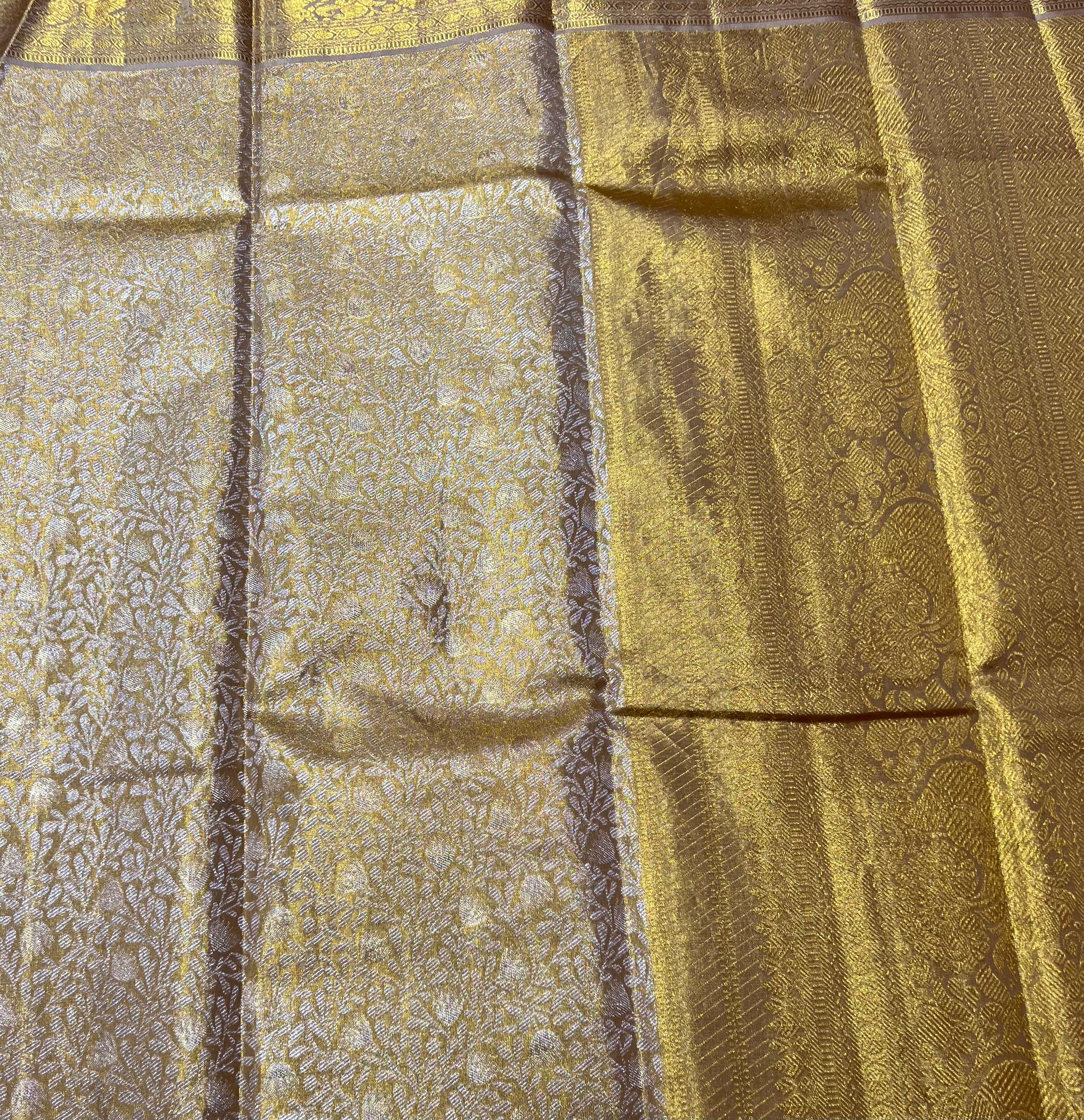 Golden Kanjeevaran silk saree