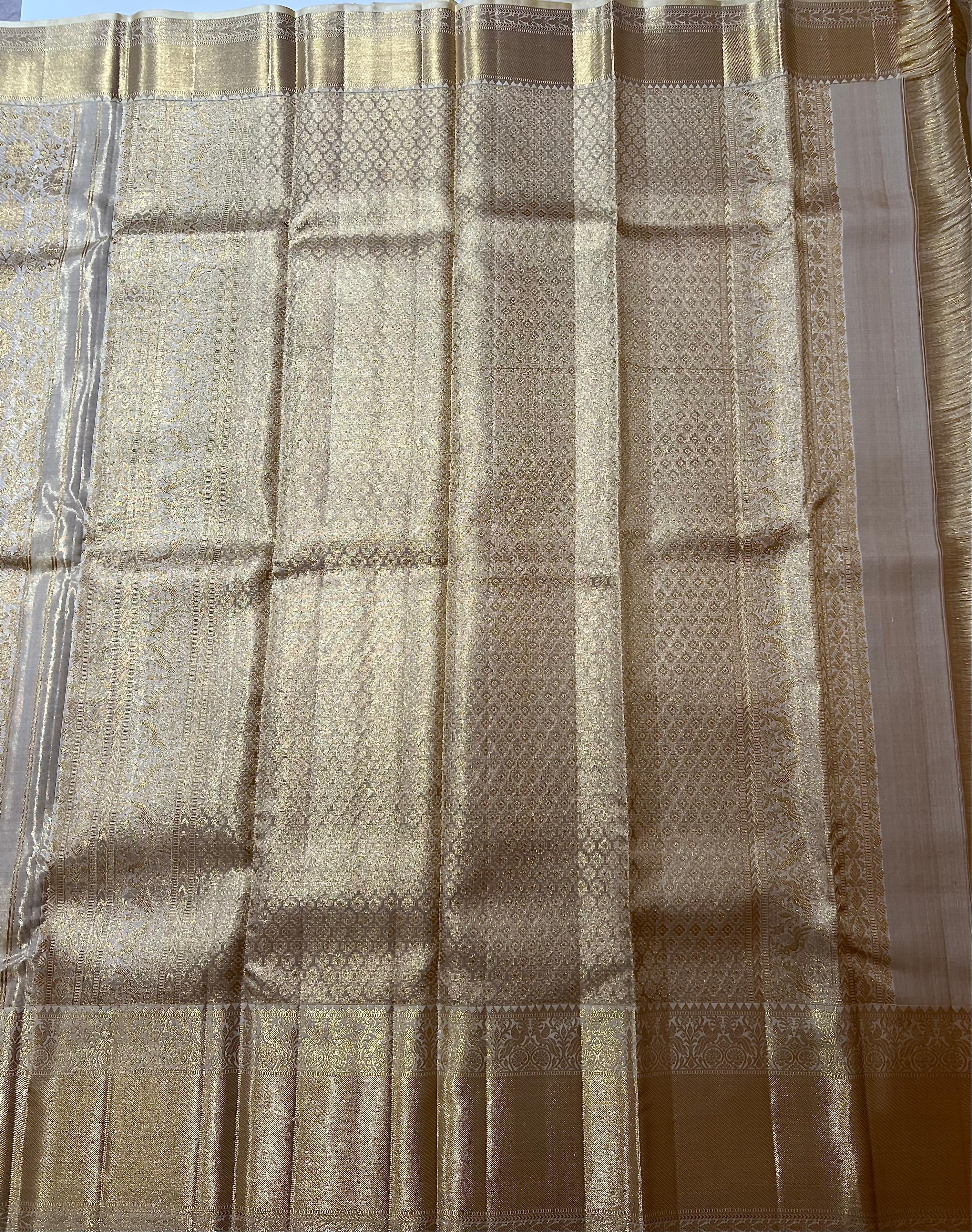 Golden Kanjeevaram silk saree