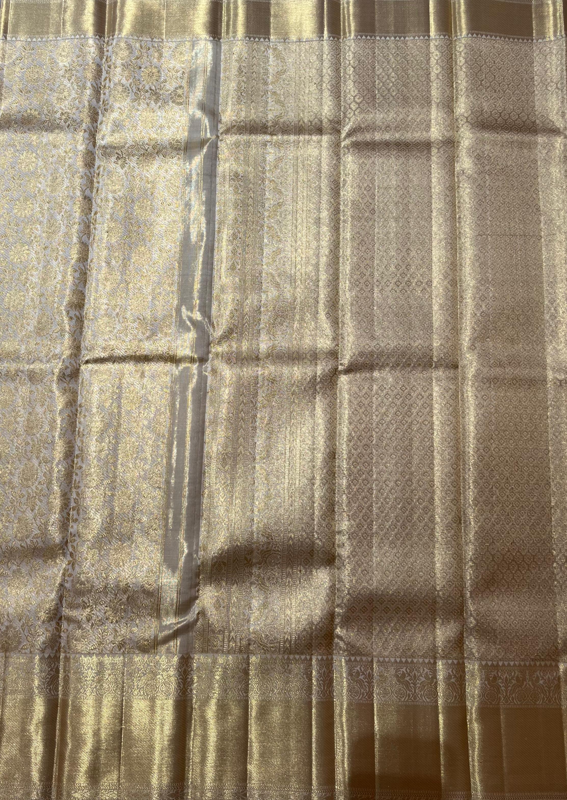 Golden Kanjeevaram silk saree