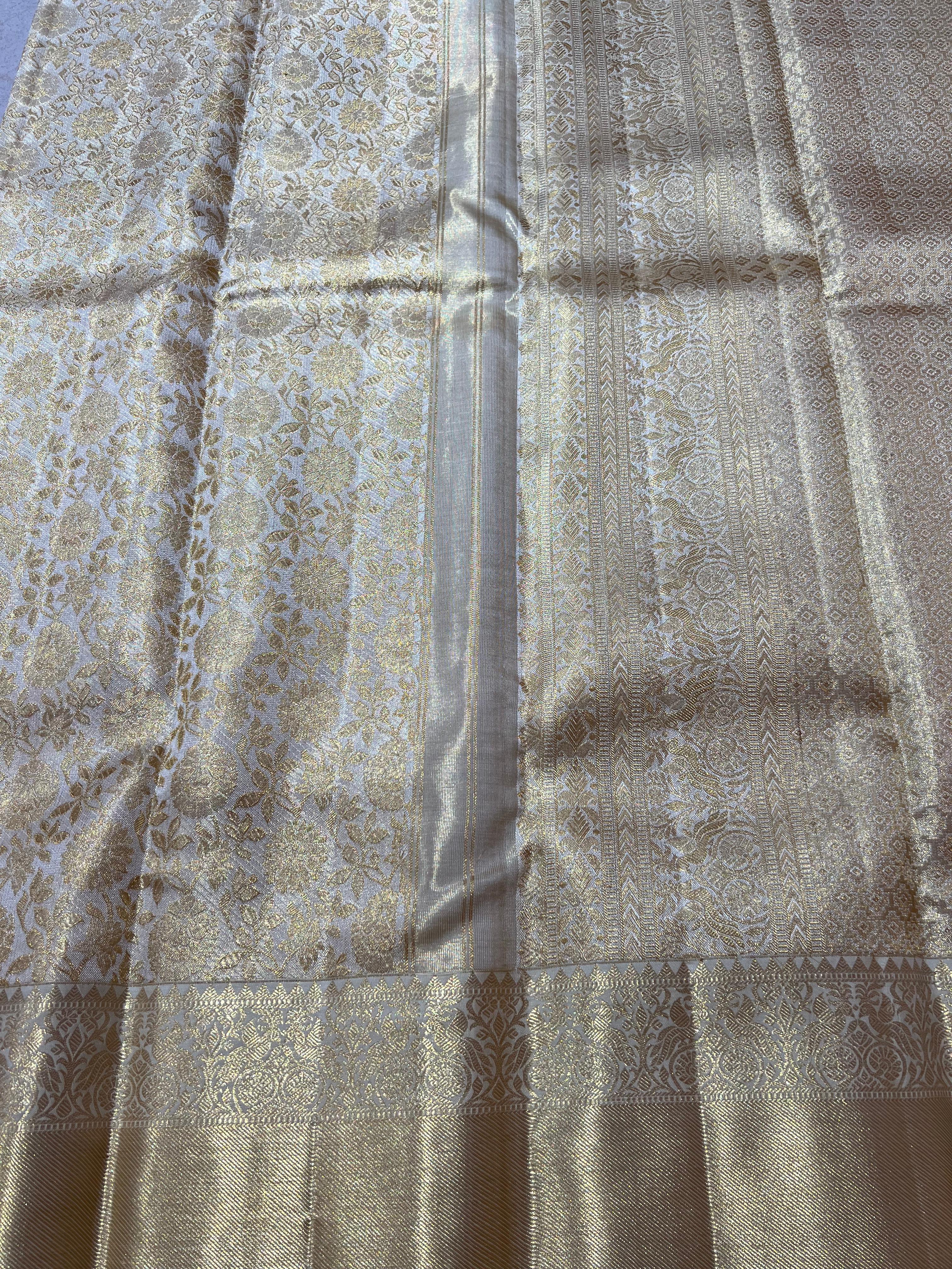 Golden Kanjeevaram silk saree