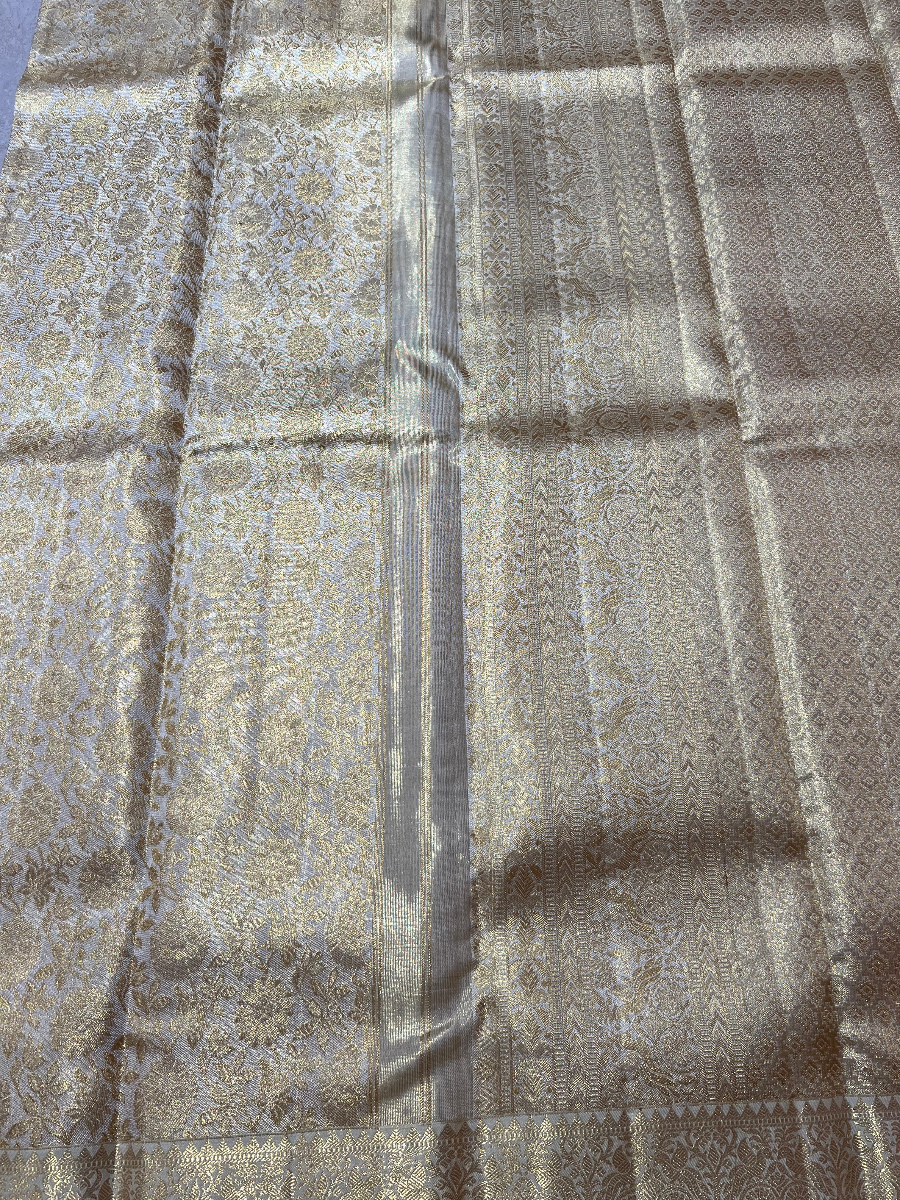 Golden Kanjeevaram silk saree