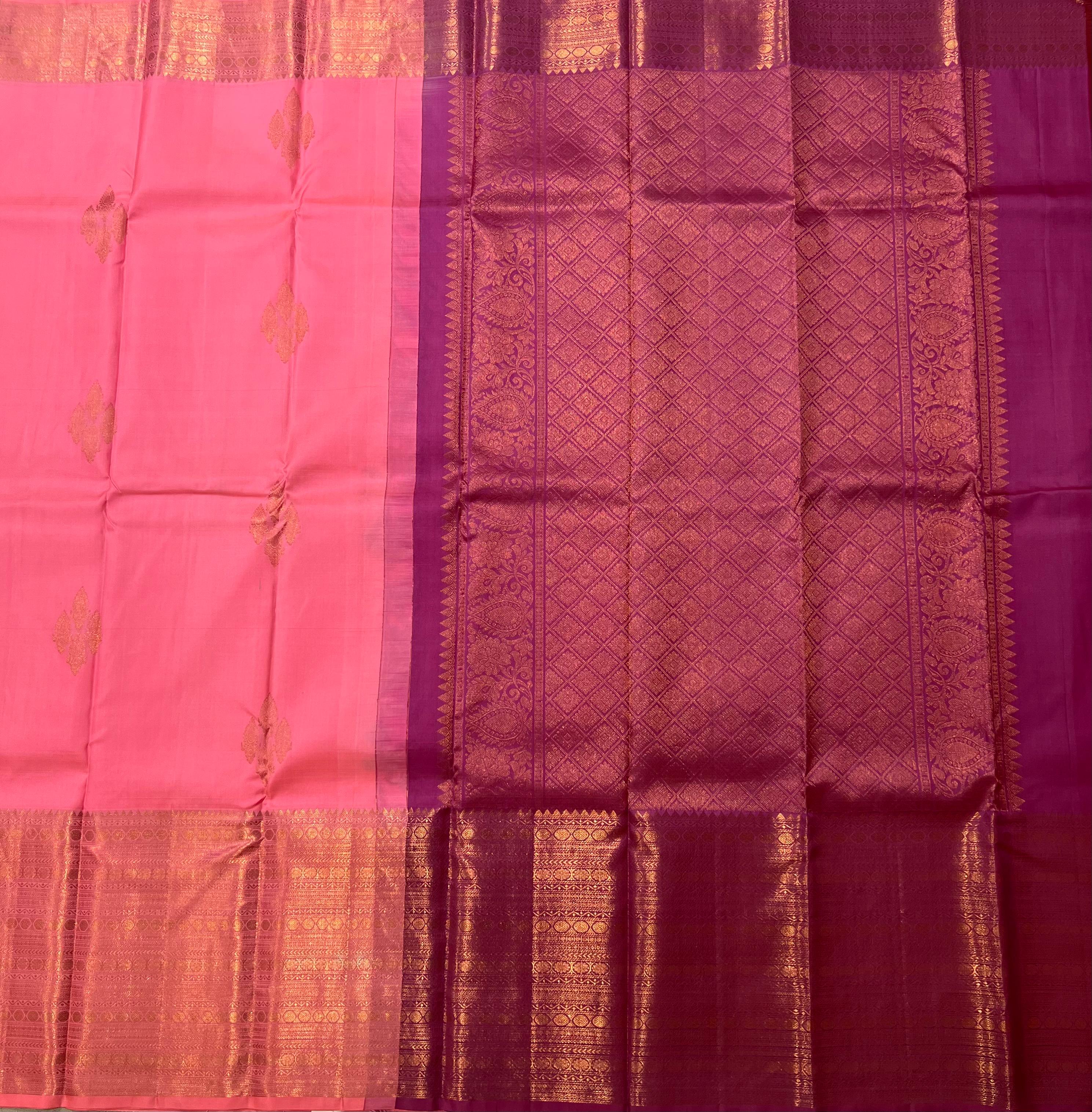 Pink kanjeevaram silk saree