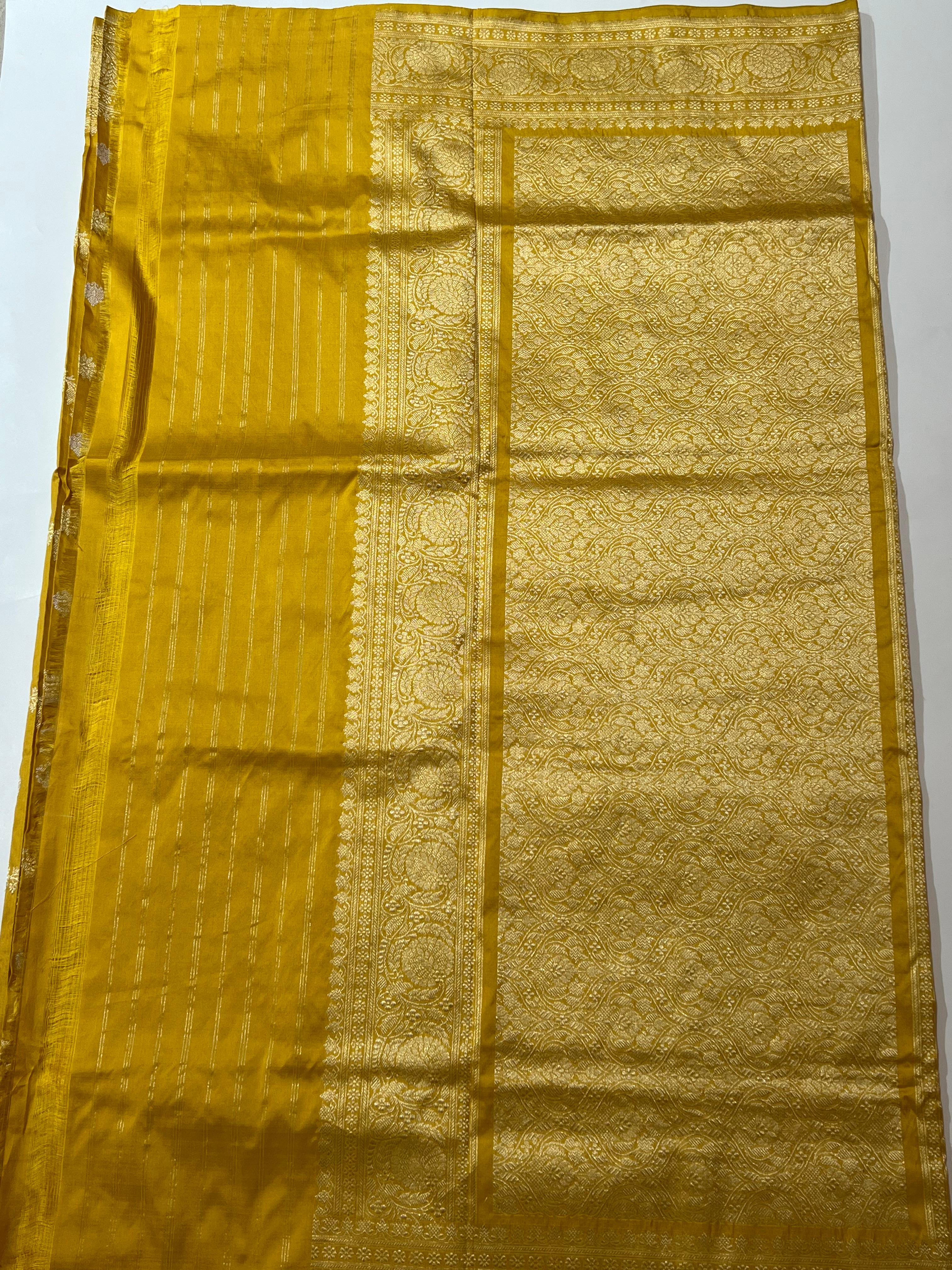 Mustard yellow Banarasi Saree